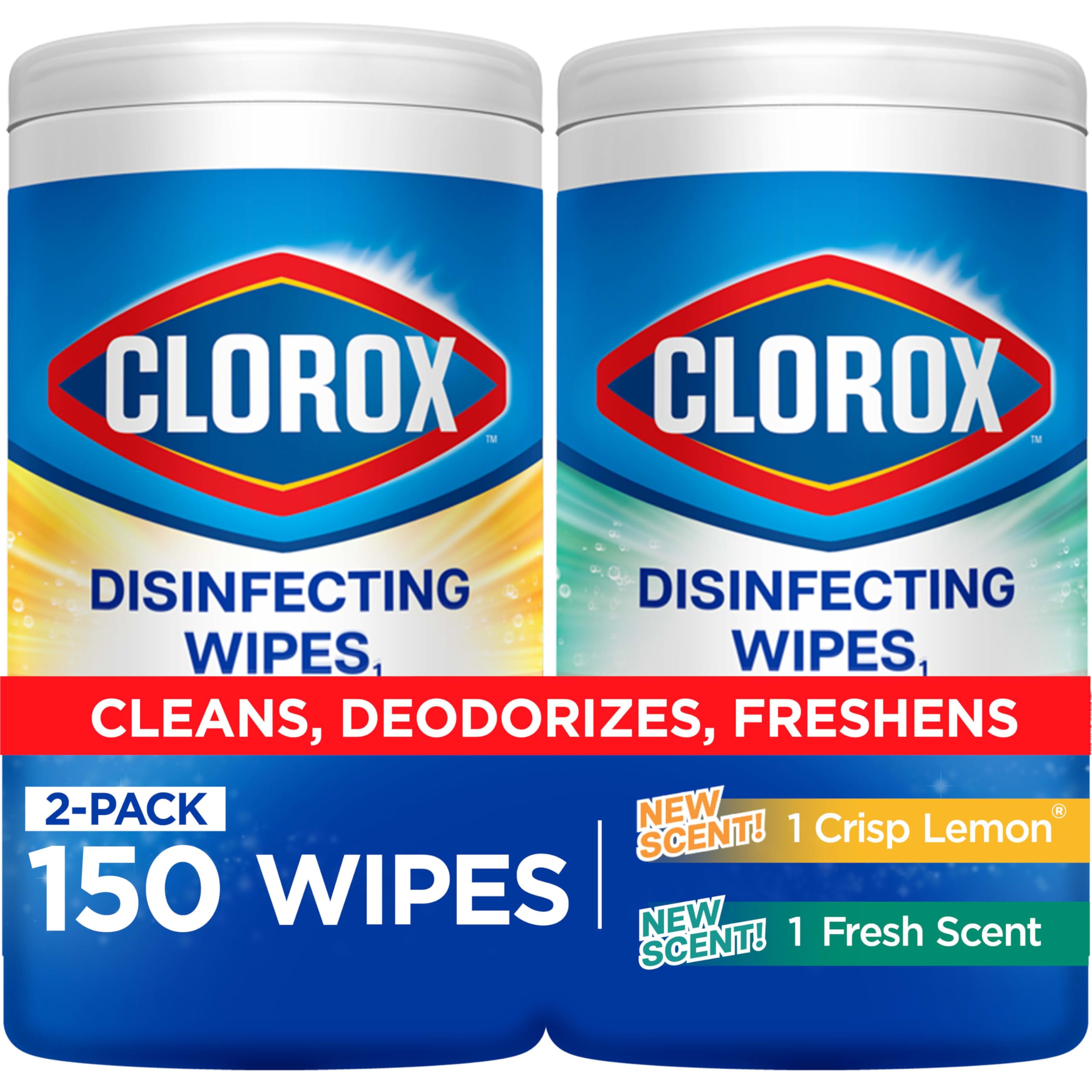 Clorox Disinfecting Wipes Value Pack, Bleach Free Cleaning Wipes, 75 Count Each, Pack of 2, Packaging May Vary