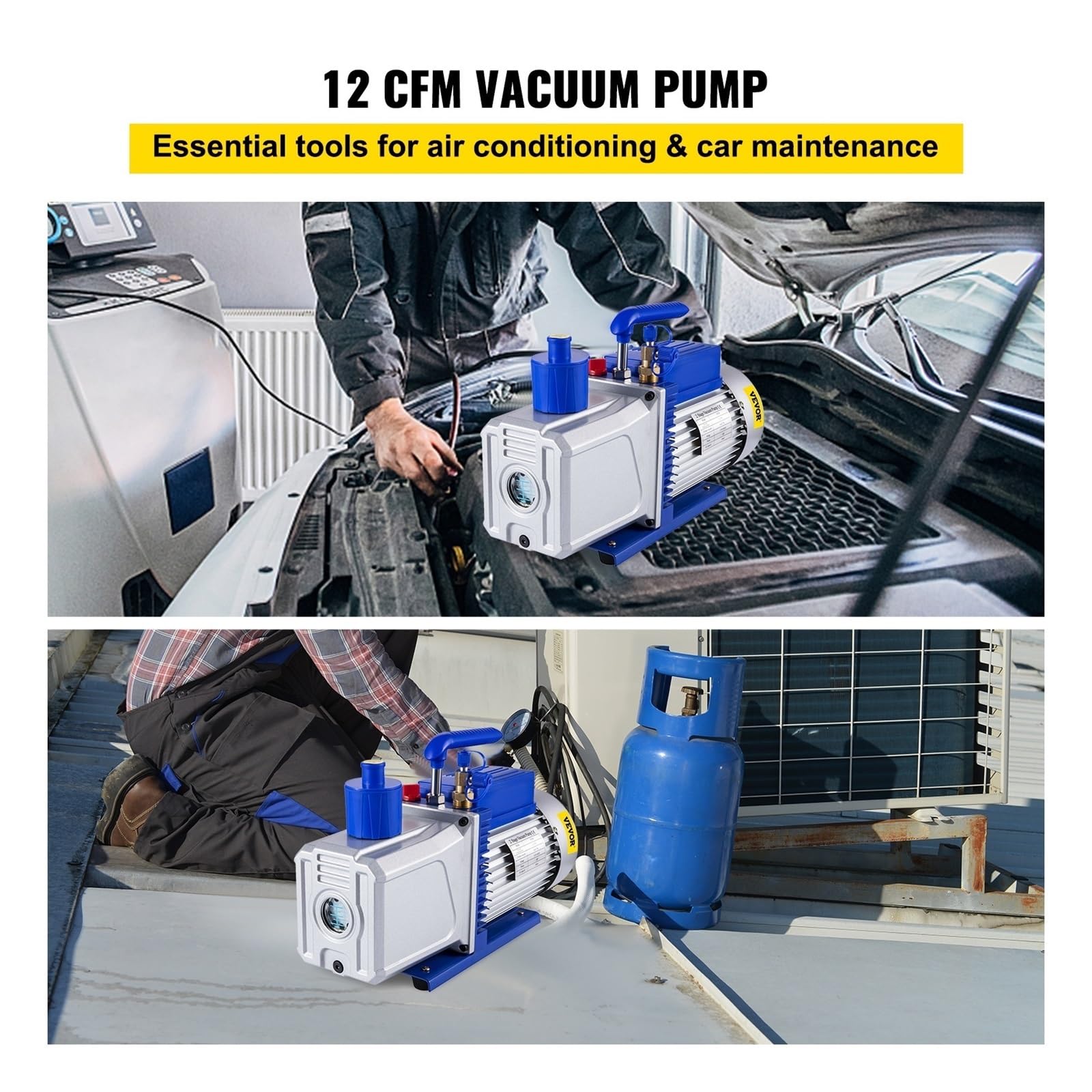 Vakuumpumpe 10 CFM 1 HP Doppelstufige Klimaanlagen-Vakuumpumpe Ultimatives Vakuum-Kältemittel HVAC-Luftwerkzeuge Für DIY-Anfänger