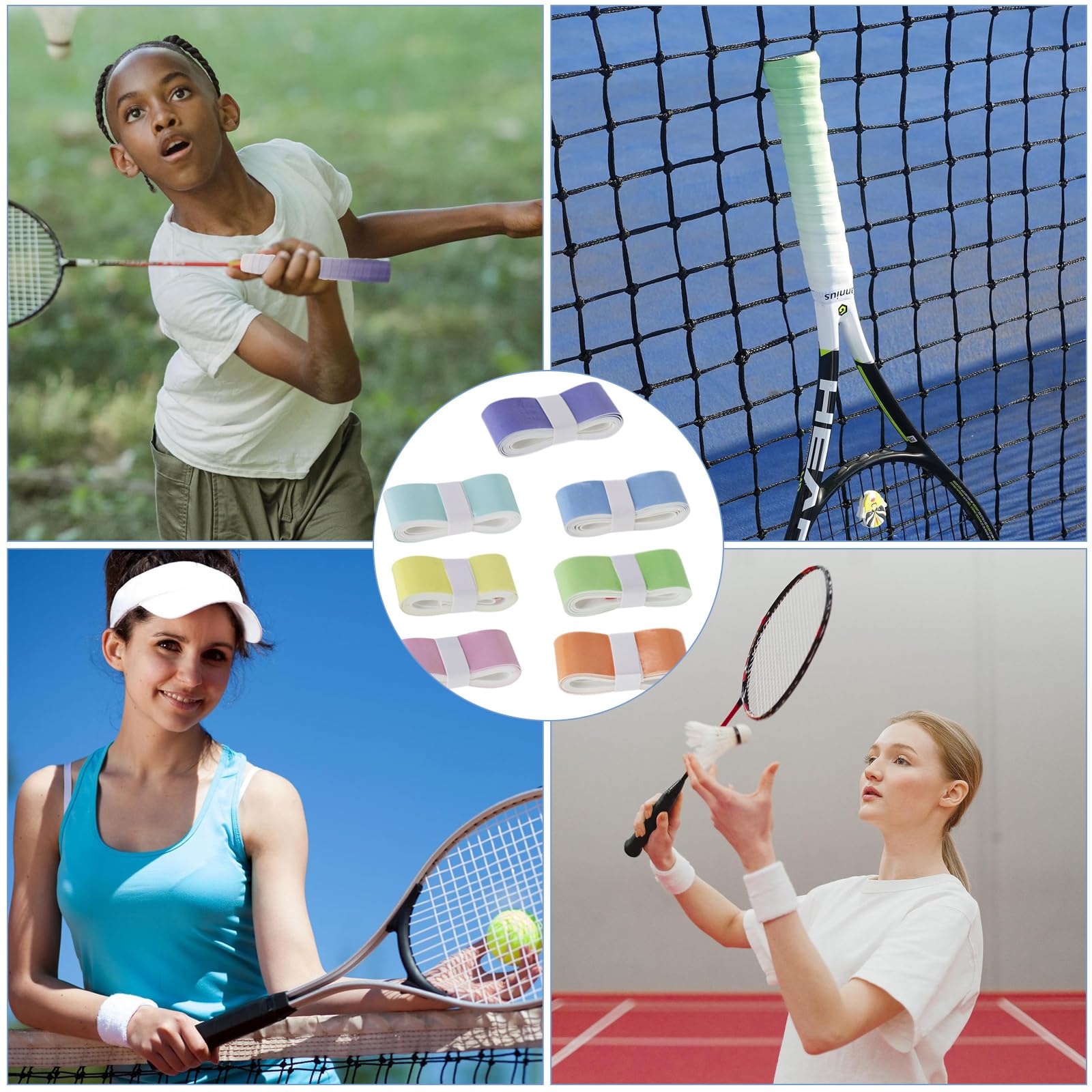 LIUYIDM 7 Piezas Overgrip Antideslizante Tenis 2.5x110cm Bádminton Raqueta Grip Cinta de Agarre para Raqueta de Tenis, Pegajoso, Duradero, Absorbente, para Tenis Bádminton Squash Racketball — view 4