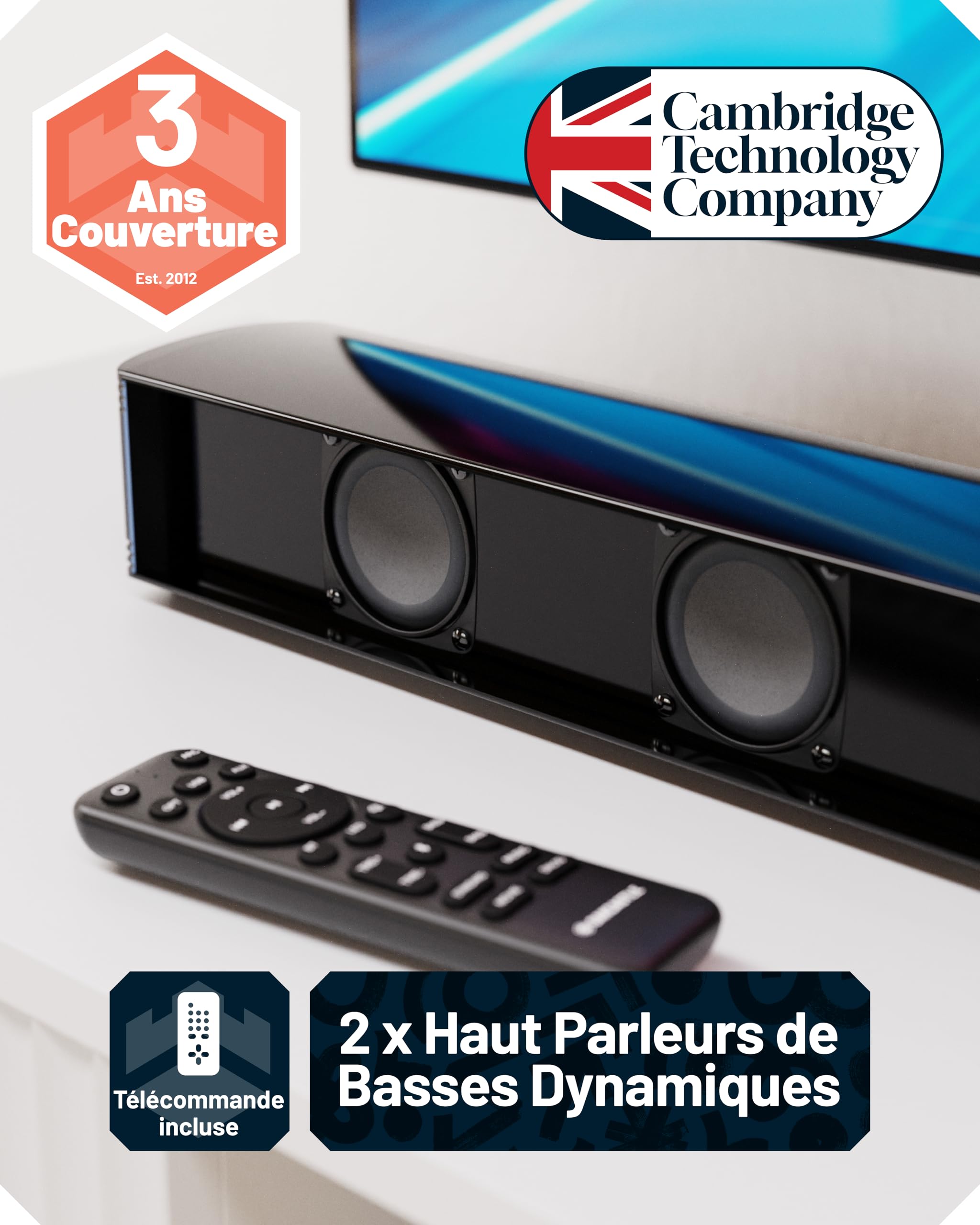 Oakcastle SB80 Barre de Son Home Cinéma sans Fil Bluetooth 5.1 HDMI Arc Optique AUX USB Soundbar Caisson de Basse