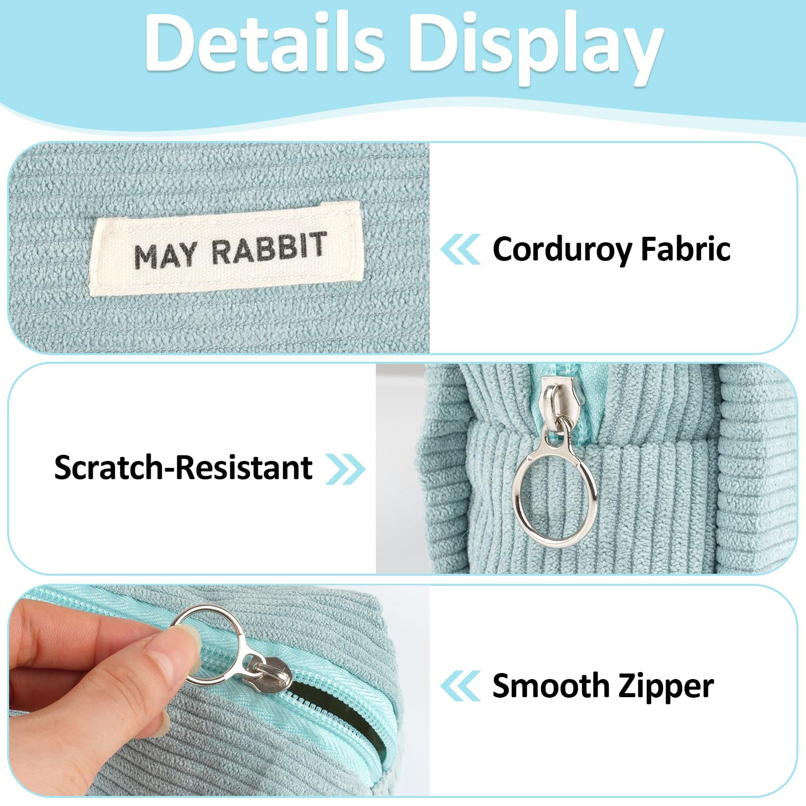 Deepton Pencil Case, Corduroy Cute Pencil Case, Pencilcase, Pen Pouch, Portable Stationery Pencil Bag, Makeup Bag - Image 4