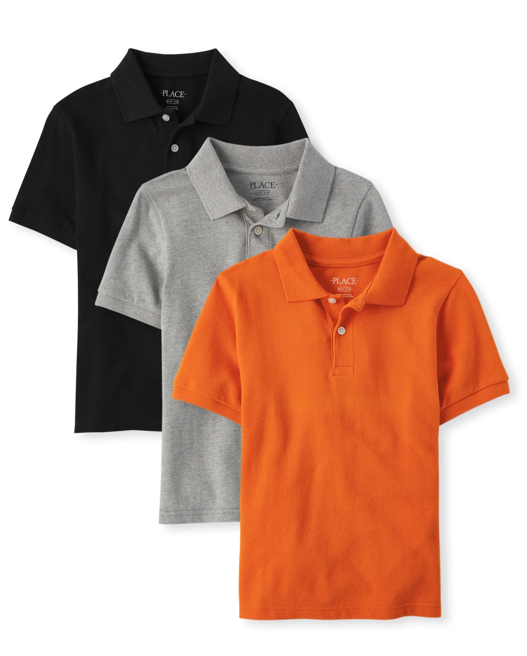 The Children's Place Boys' Short Sleeve Pique Polo, 3 Pack