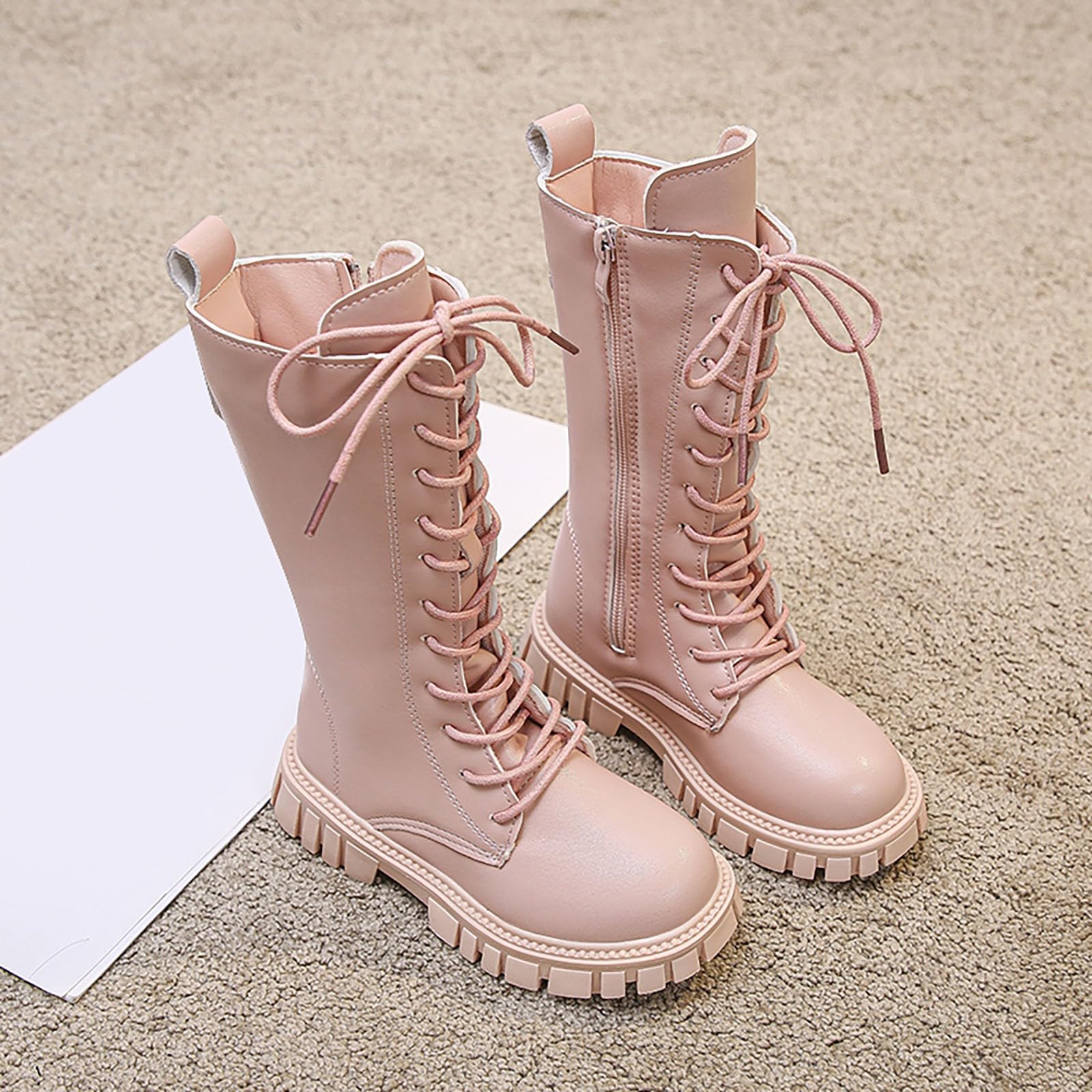 Botas Planas Elegantes para Niñas Botines De Cuero con Y Caña Larga para Niños Pequeños Cómodas para Uso Diario Diseño Antideslizante Y Duradero para Informales Y