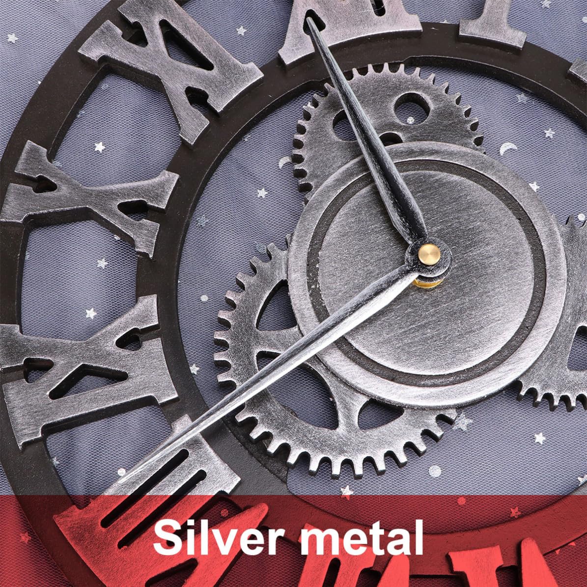TOYANDONA Industrielle Holz Wanduhr Metall Zahnraddesign mit und Einfache Montage Kreative Hängeuhr im Industrial Stil für Küche Schlafzimmer
