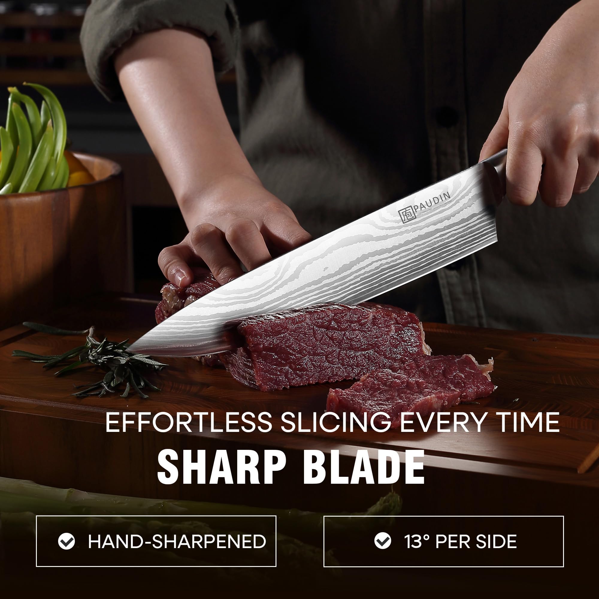 PAUDIN Chef Knife, 10 Inch Meat Knife, Ultra Sharp Kitchen Knives — Amazon image 4