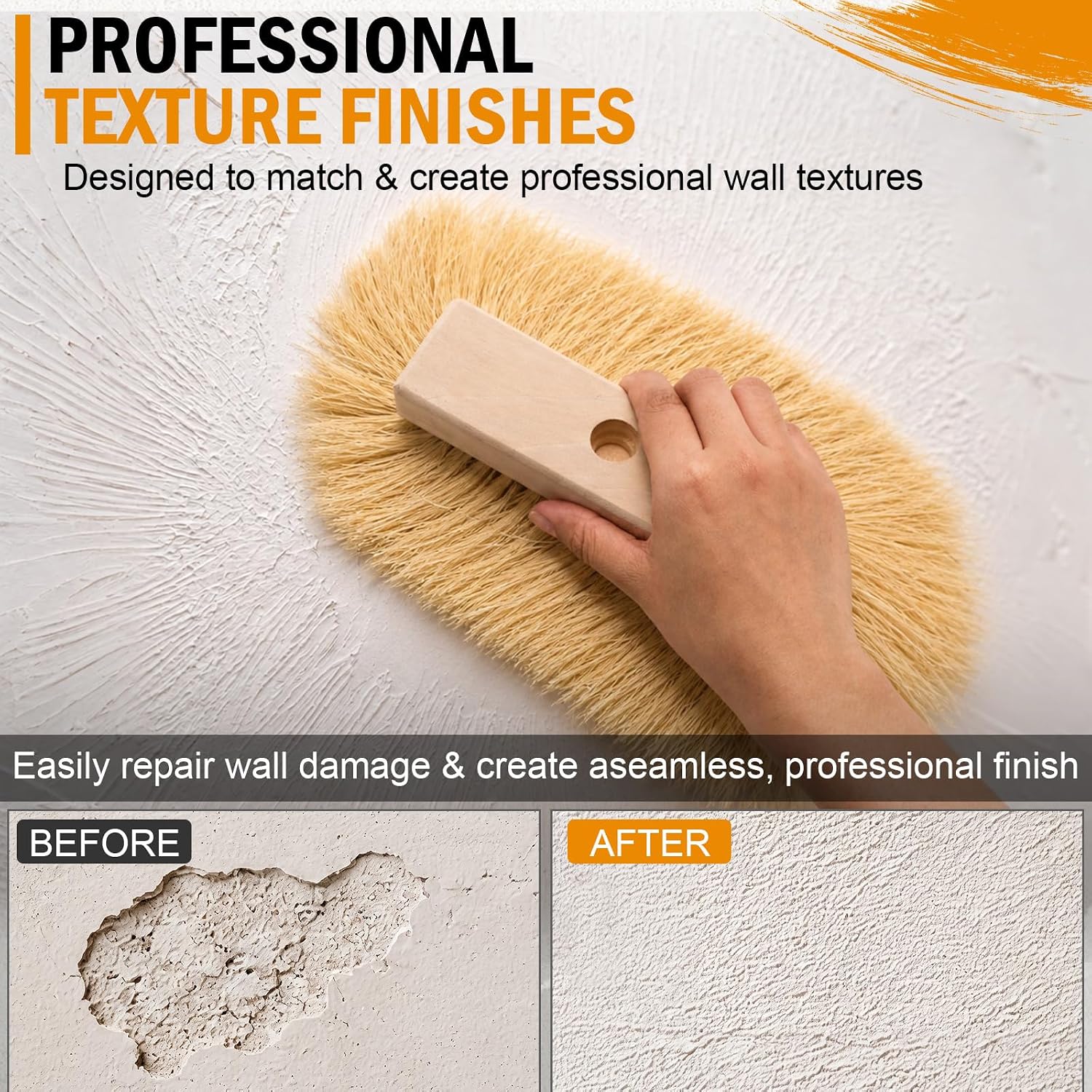 SiliFine 2 Pack Single Crows Foot Texture Brush, Wall Painting Tool for Decorative Finish, Stucco Faux Finish Roller Kit, DIY Texturing Brush for Home Renovation Interior Wall Art (Square)