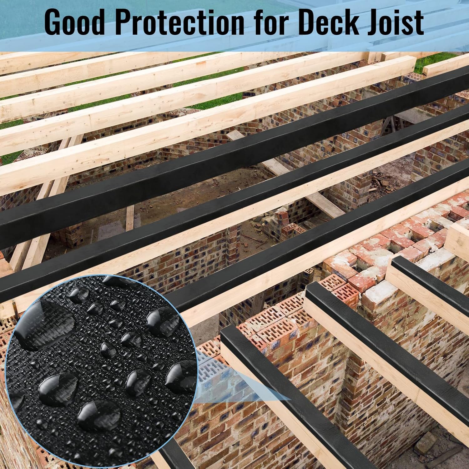 Deck Joist Tape for Decking Flashing Tape Butyl Tape Deck Joist Tape (3-1/8 Inch x 50 Ft, 6 Rolls)