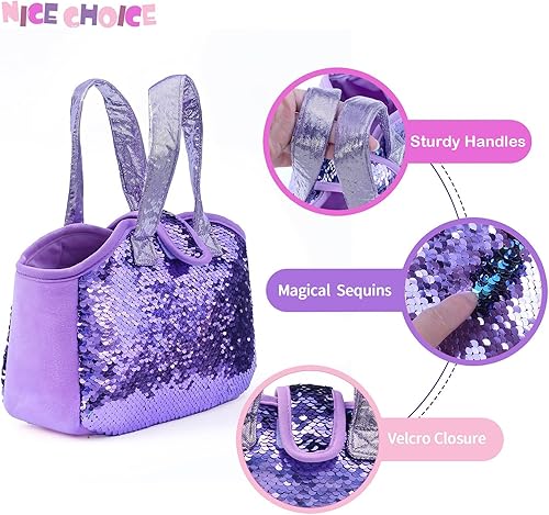Miniatura 4 de NICE CHOICE Bolso de mano para niñas pequeñas con juguetes de unicornio para bebés y niñas pequeñas, animales de peluche para niños, regalos de