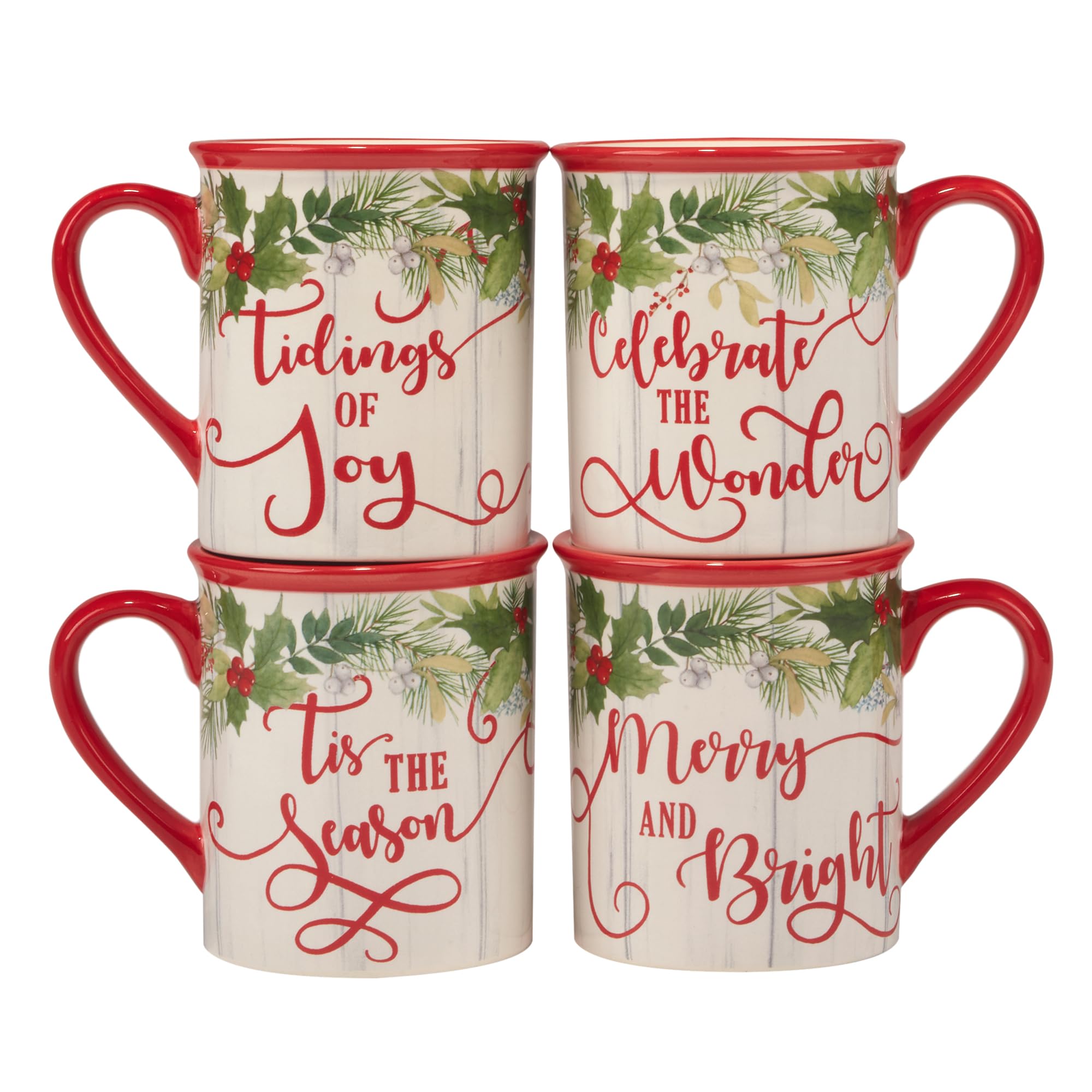 Certified International Winter Greens 16 oz. Mugs, Set of 4