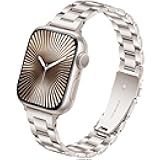 Slim Metal Band Compatible with Apple Watch Bands for Women 42mm 40mm 41mm 38mm, Premium Stainless Steel Classic iWatch Bands for Apple Watch Band Series 11 10 9 SE Series 8 7 6 5 4 3 2, Starlight