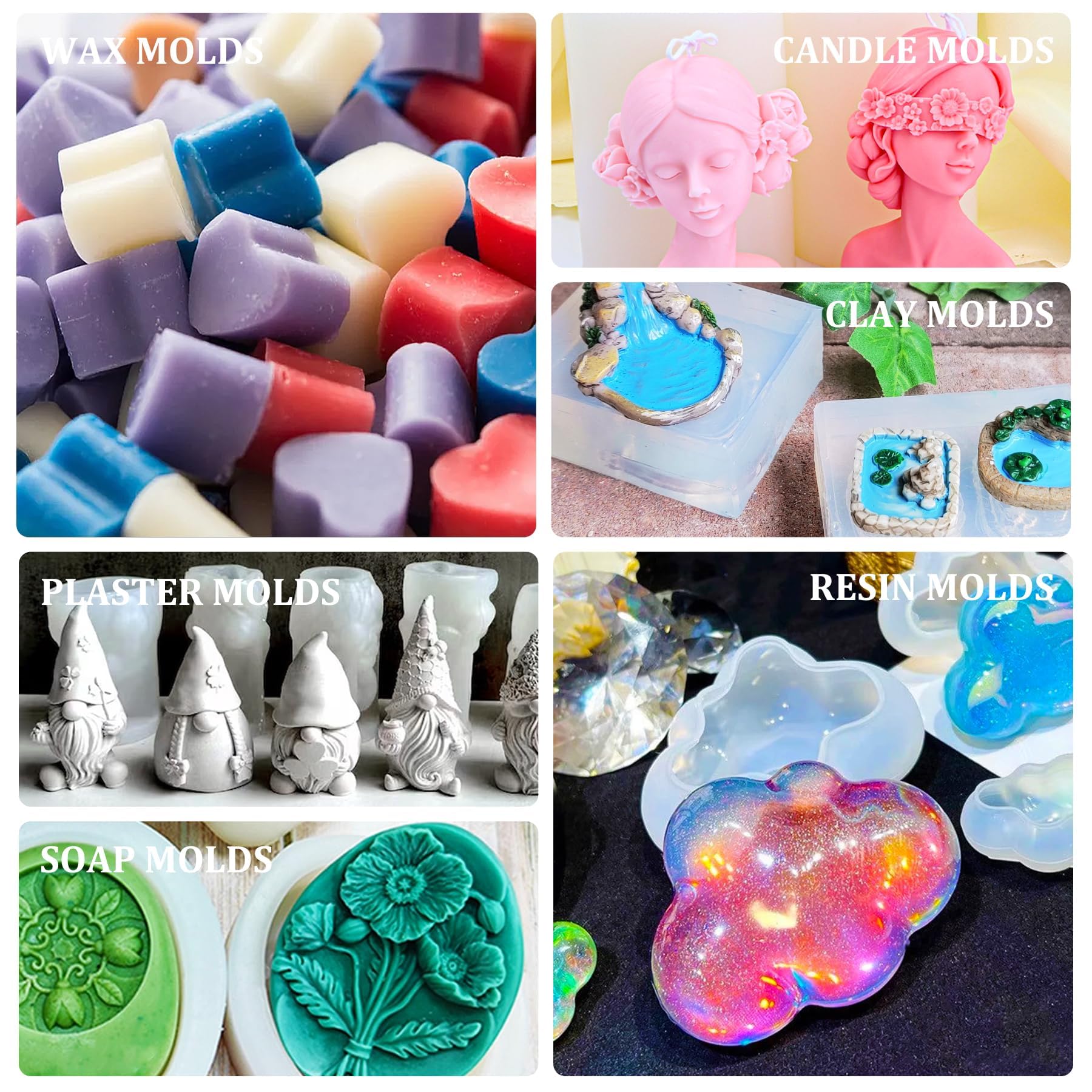 Gomma Silicone Liquido - 2,600ml Silicone per Stampaggio Traslucido per DIY Stampi in Silicone - 1:1 Rapporto Silicone da Colata Atossica per Stampo in Resina, Stampi per Candele, Stampo per Sapone