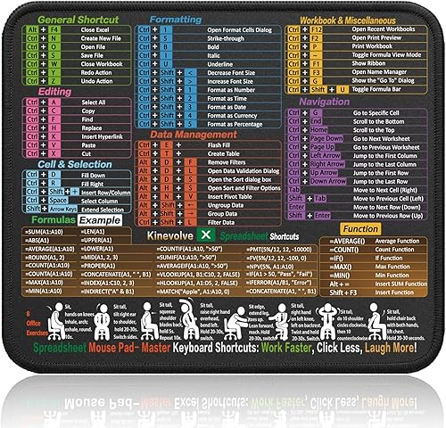 Miniatura 9 de Alfombrilla de mouse para Excel/Word/PowerPoint/Atajos de Windows – Pequeña hoja de trucos de Excel para escritorio – 11.8"x9.8" Alfombrilla de