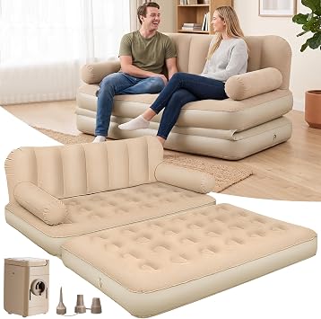 ChlorBlu Inflatable Small Queen Sofa Bed,Blow Up Couch Bed,70"x60"x30"