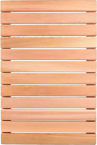 bingaai Tapete de ducha de madera de cedro, tapete de baño de madera de cedro, tapete de baño de madera de 23.6 x 15.7 pulgadas, tapete de ducha