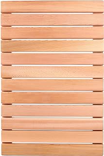 bingaai Cedar Wood Shower Mat, Cedar Wooden Bath Mats, Wood Bath Mat 23.6 × 15.7 in, Shower Stall Mat Non-Slip for Bathroom Bathtub Spa Sauna Garden Home, Wooden Floor Mat Large for Indoor and Outdoor