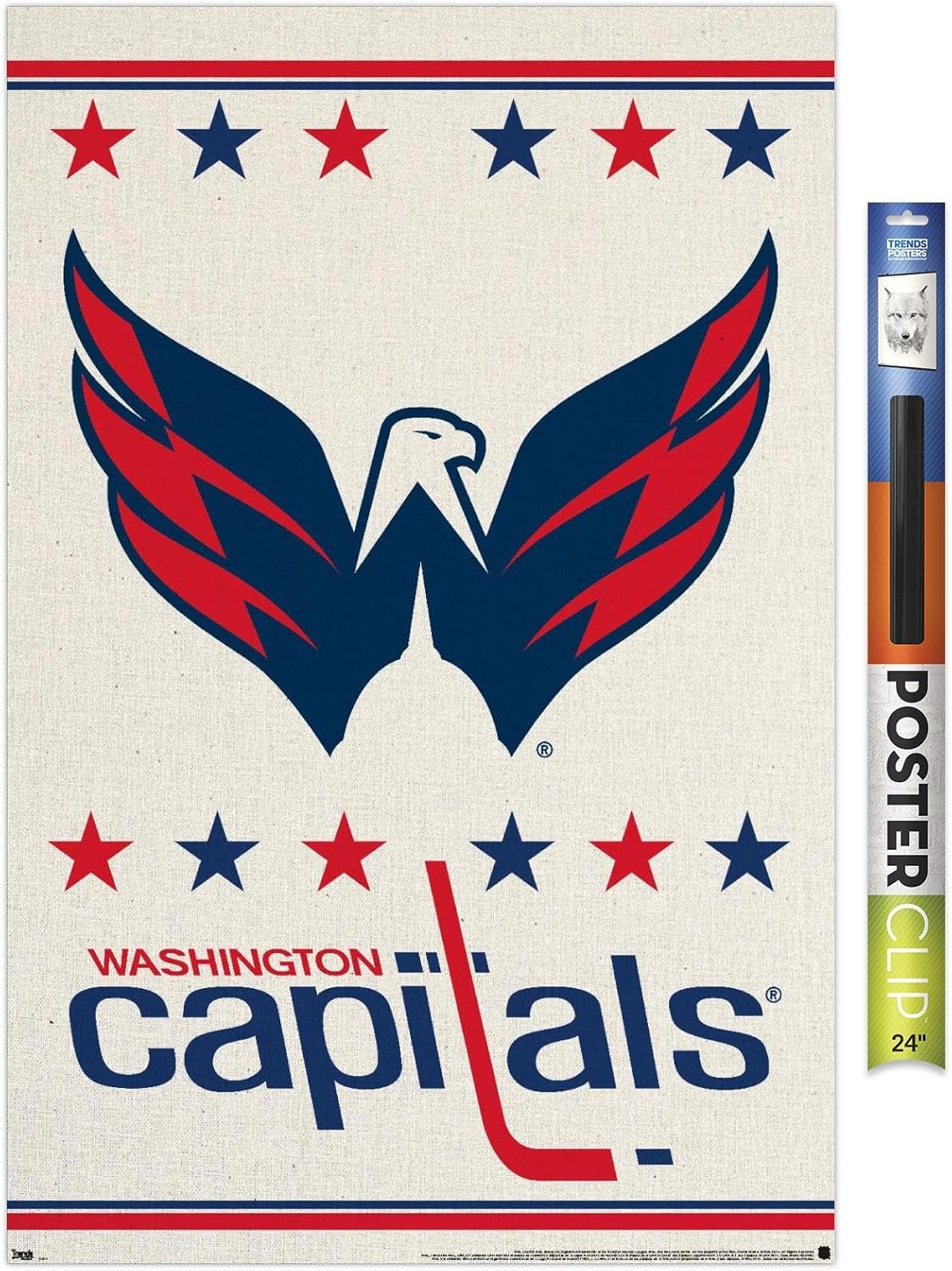 Trends International NHL Washington Capitals - Logo 14 Wall Poster, 22.375" x 34", Mahogany Framed Version