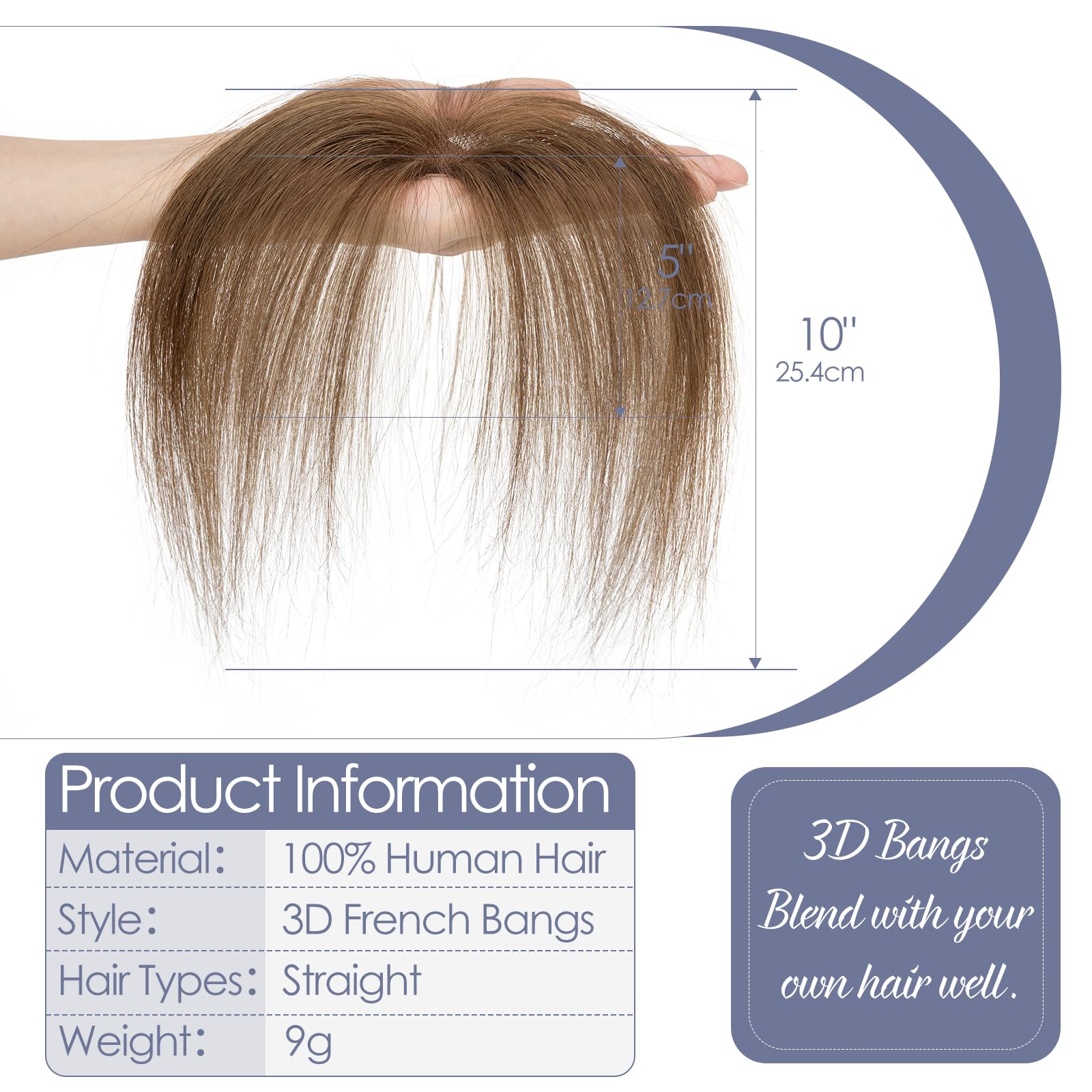 S-noilite Clip in Bangs for Women - Real Human Hair - Side Bangs Hair Clip in Fringe with Temples #4 Medium Brown - Image 4