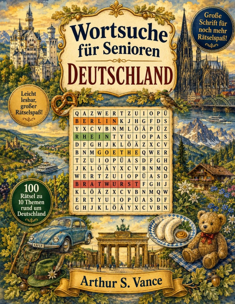 Wortsuche für Senioren: Deutschland: 100 Wortsuchrätsel in Großdruck – Städte, Natur, Küche, Geschichte & mehr (Wortsuche Senioren Großdruck)