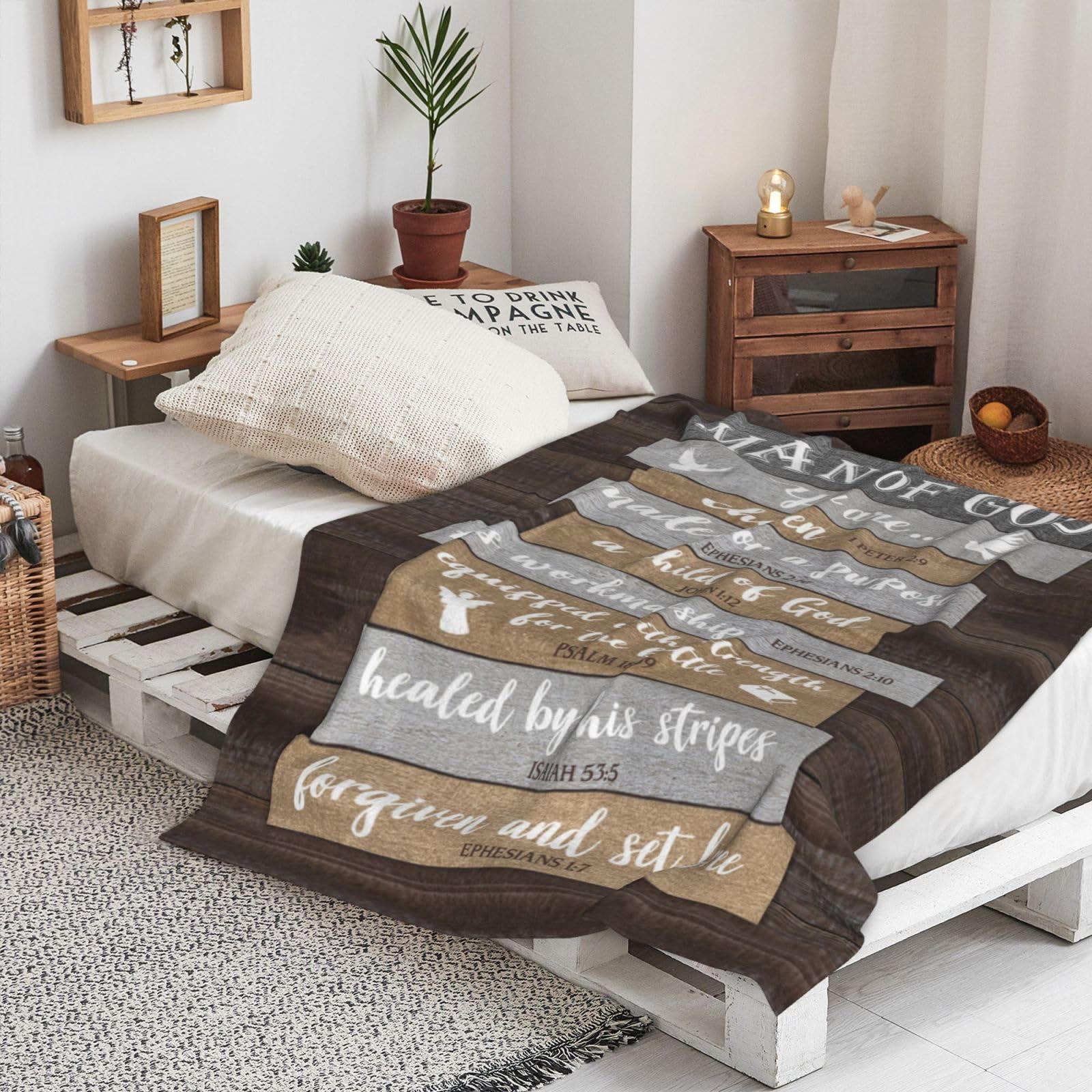 Christian Gifts for Men, Religious Gifts for Men, Fathers Day Christian Dad Gift, Catholic Gifts, Spiritual Inspirational Bible Gifts, Birthday Encouragement Baptism Gift, Man of God Blanket 60"x50"