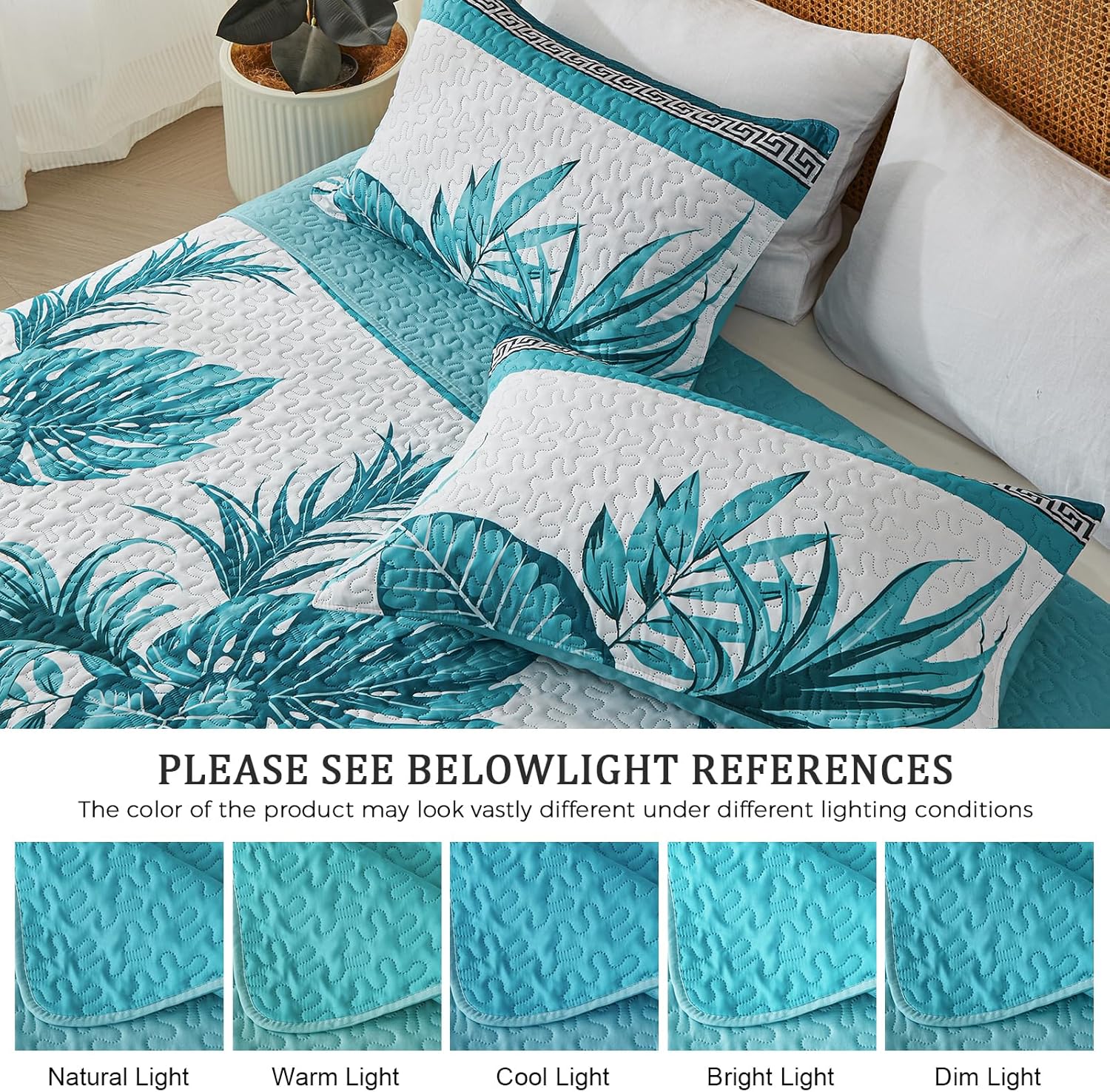 OARAGE Quilt Bedding Set, Blue Queen Comforter Set, Full Size Bedding Comforter Sets, Soft Lightweight Bedspread, Ultrasonic Microfiber Bed Coverlet for All Season (1 Quilt,2 Sham) - Image 5