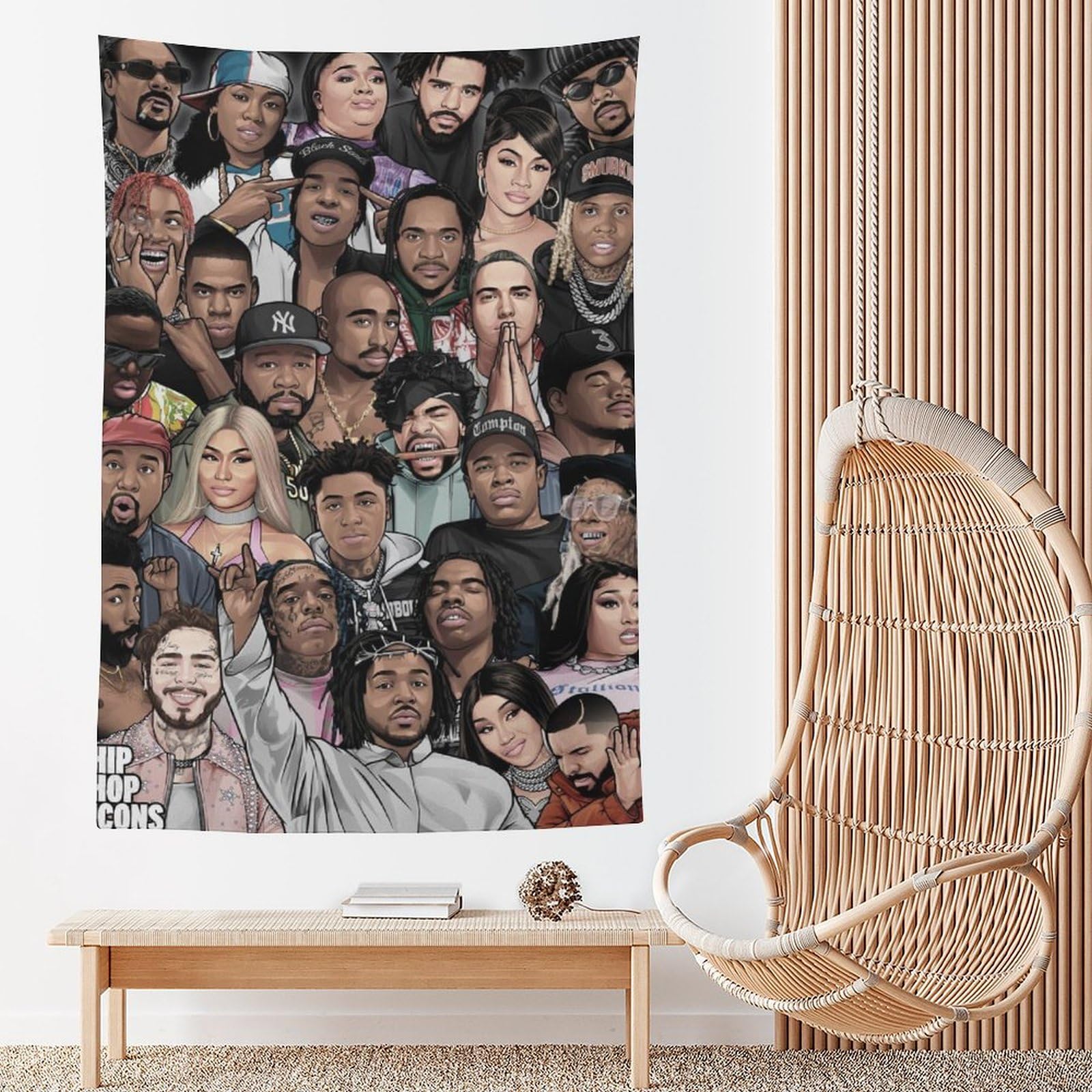 Poster da parete con cantante rap hip hop e stelle (32), decorazione artistica da parete, per soggiorno, camera da letto, 152,4 x 228,6 cm