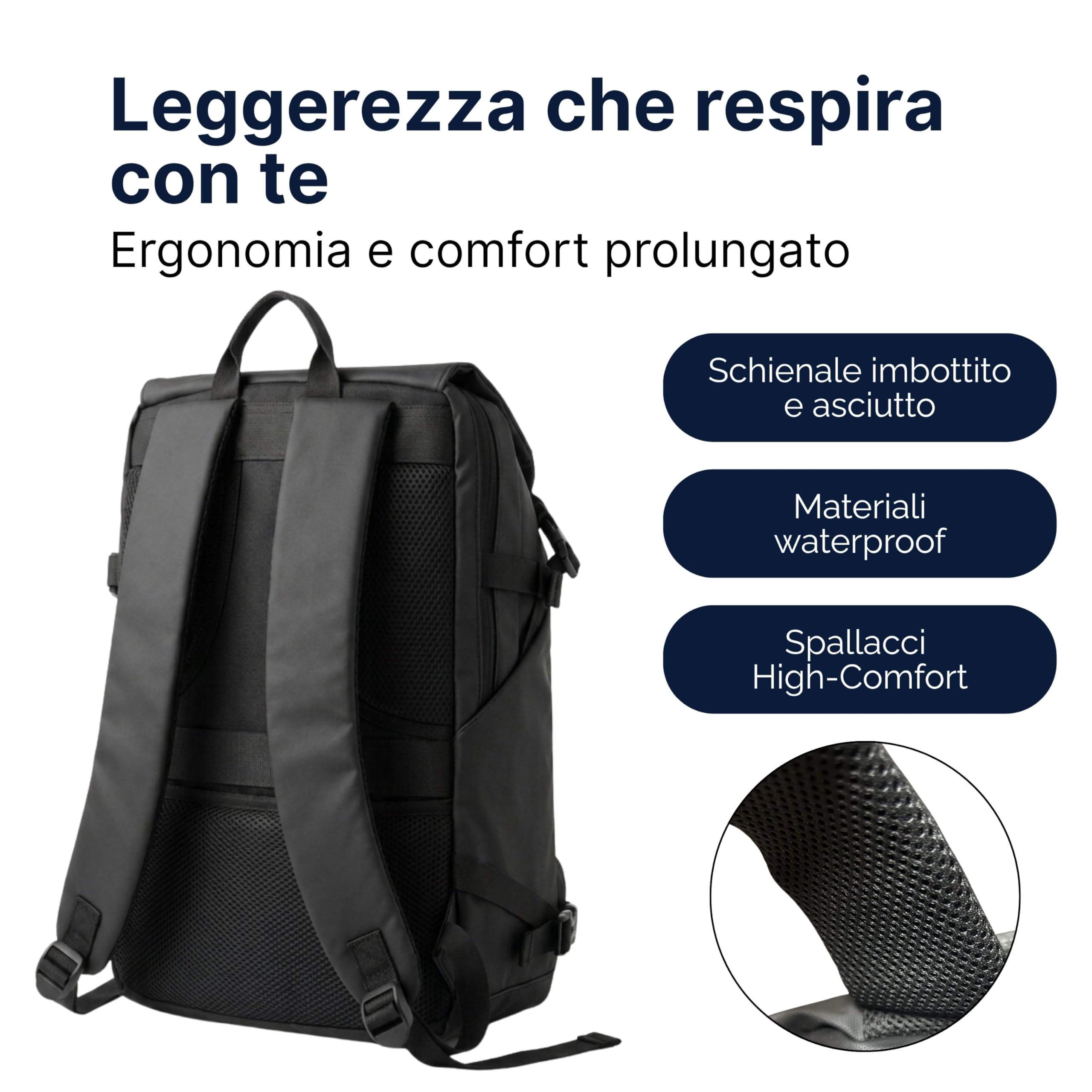 MASC Zaino Grande da Viaggio perfetto per Trekking, Campeggio e Montagna. Marsupio Rimovibile integrato, ideale anche come Zaino da Lavoro porta PC
