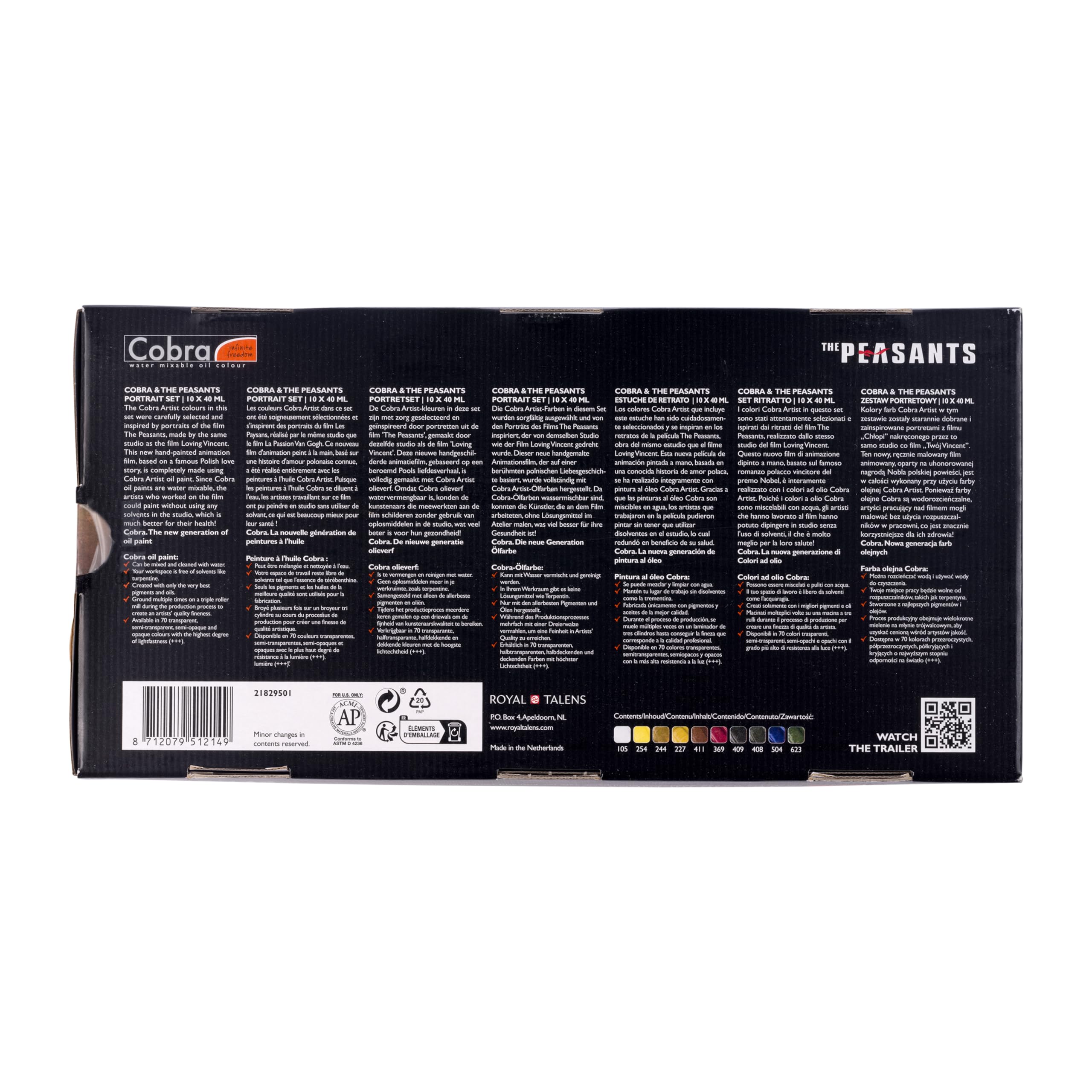 Cobra Artist Set Professionale di Colori ad Olio Miscibili all'Acqua | Selezione di Ritratti di Contadini | 10 Colori (Tubi da 40 ml)