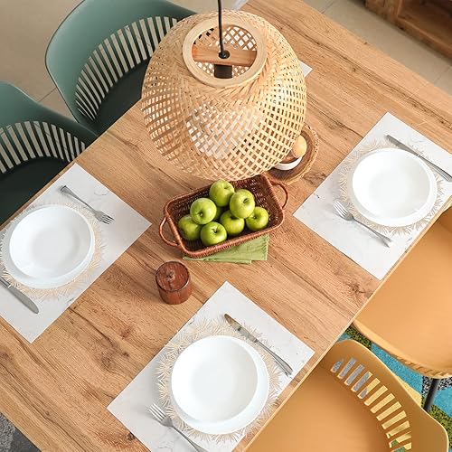 Miniatura 6 de Juego de 6 manteles individuales redondos dorados, elegantes manteles individuales para mesa de comedor, vacaciones, boda, manteles individuales