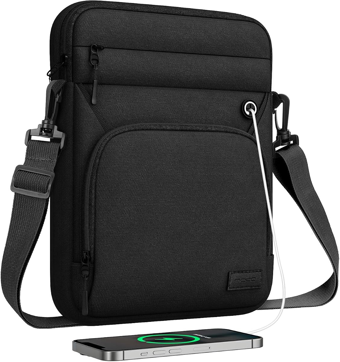 15 Inch 360° Protective Laptop Sleeve Shoulder Bag with Earphone Port | Fits MacBook Air 15-inch M5, MacBook Pro 15.4-inch and Surface Laptop 15-inch 5/3, Black