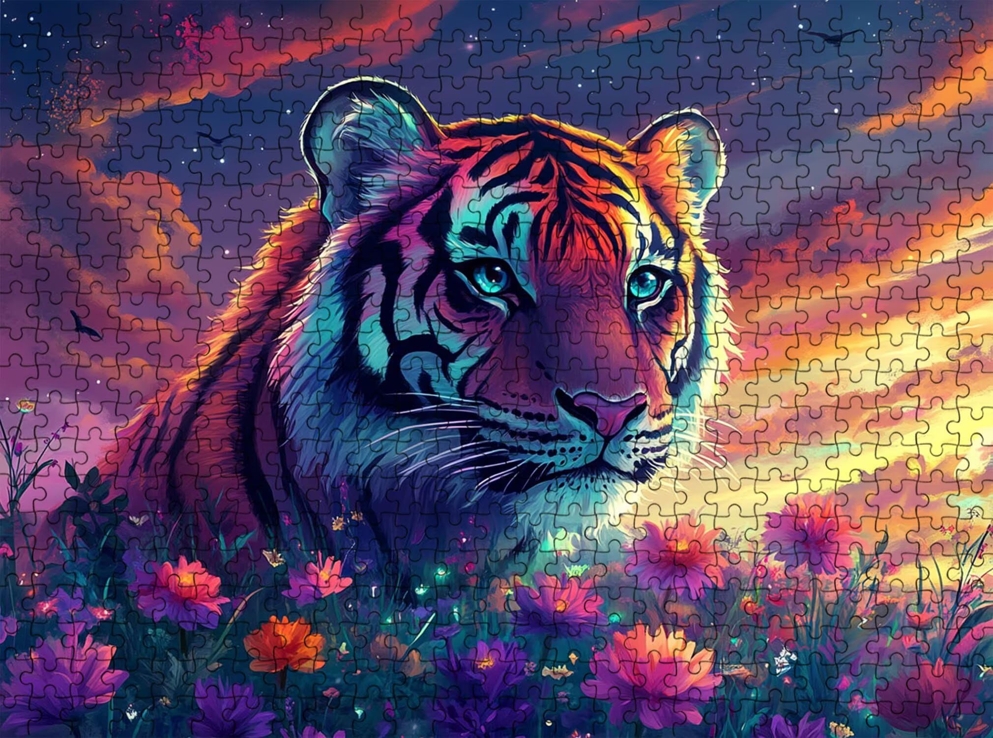 Puzzle 6000 Pezzi Classici, Puzzle tigre Carino 179 x 105 cm, Gioco Educativo e Antistress in Legno con Poster Incluso, Ttività DIY per Famiglia, Regalo per Appassionati, Decor Parete Casa, f0-618