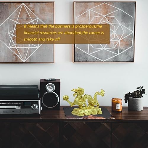 Miniatura 8 de Bwinka Estatua y figuras y esculturas y coleccionables de oro chino del dragón del feng Shui para la suerte y el éxito