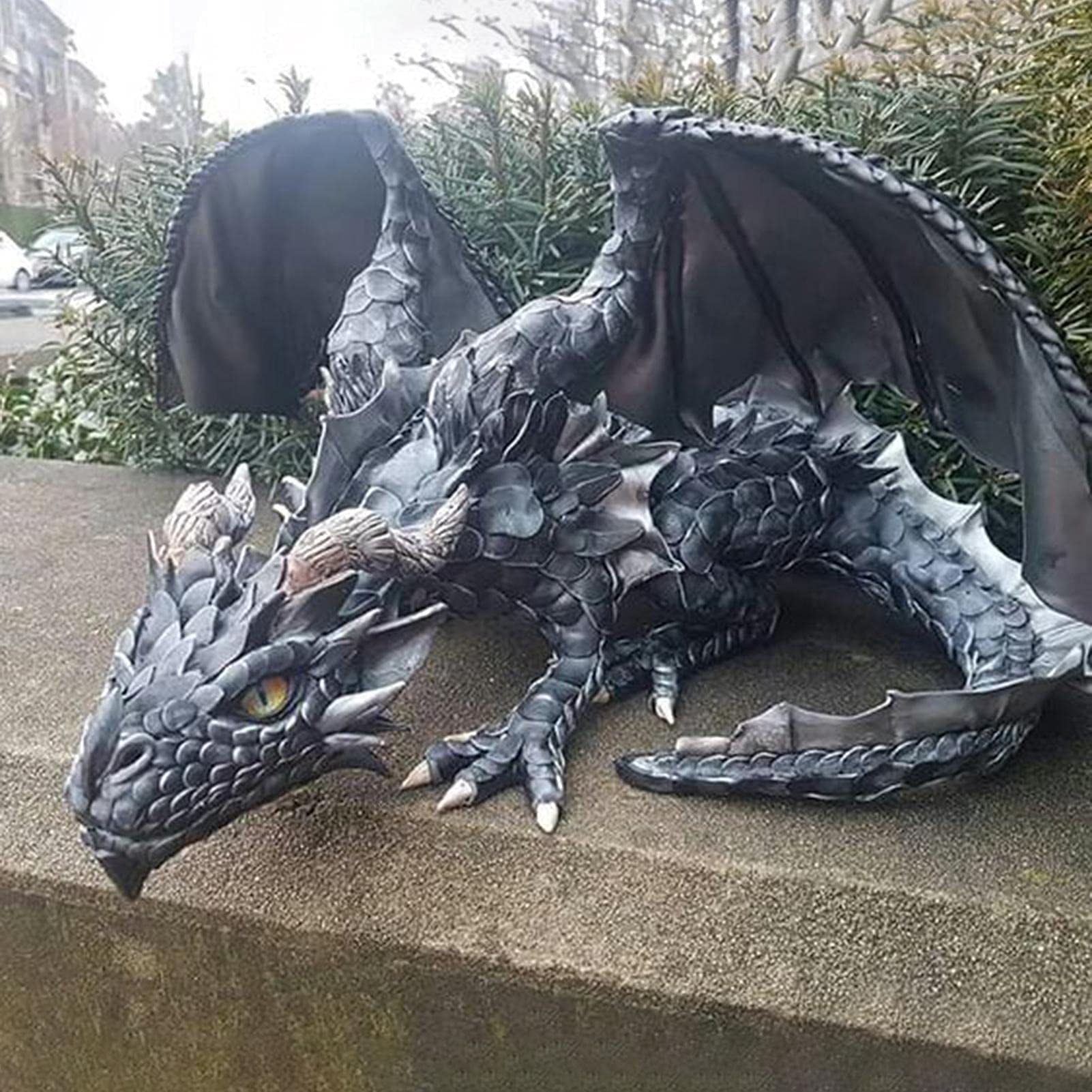 Amazon | YangMeng 大きなしゃがむドラゴン彫刻樹脂の装飾品ドラゴン像