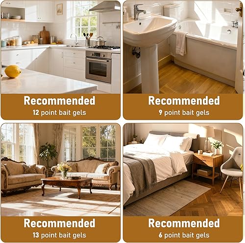 Miniatura 7 de Paquete de 4 cebos de gel grandes para cucarachas, cebo para cucarachas para cocina en el hogar, interiores, perfecto para áreas difíciles