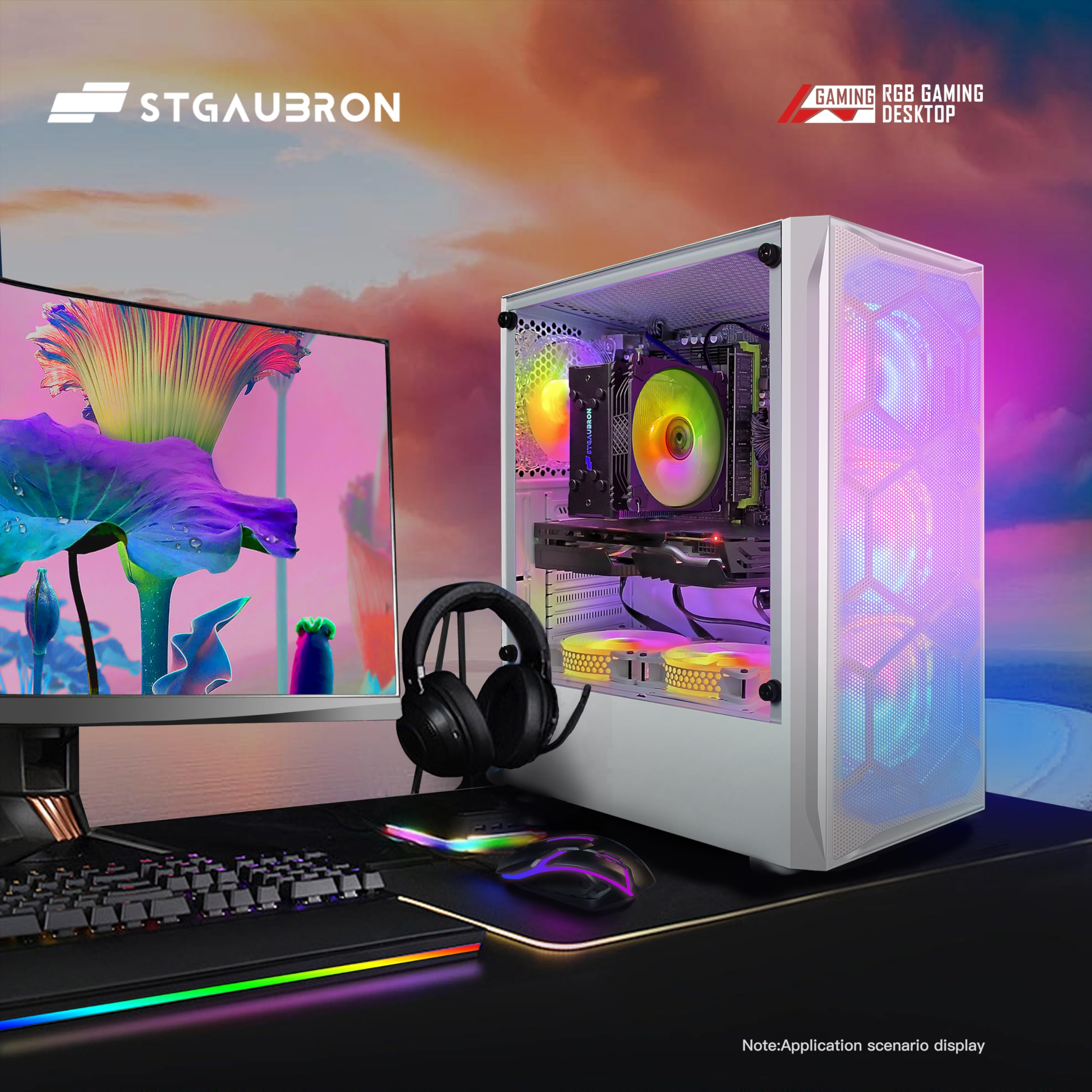 STGAubron Gaming Desktop PC, Radeon RX 590 8G GDDR5, Intel i7 Xeon