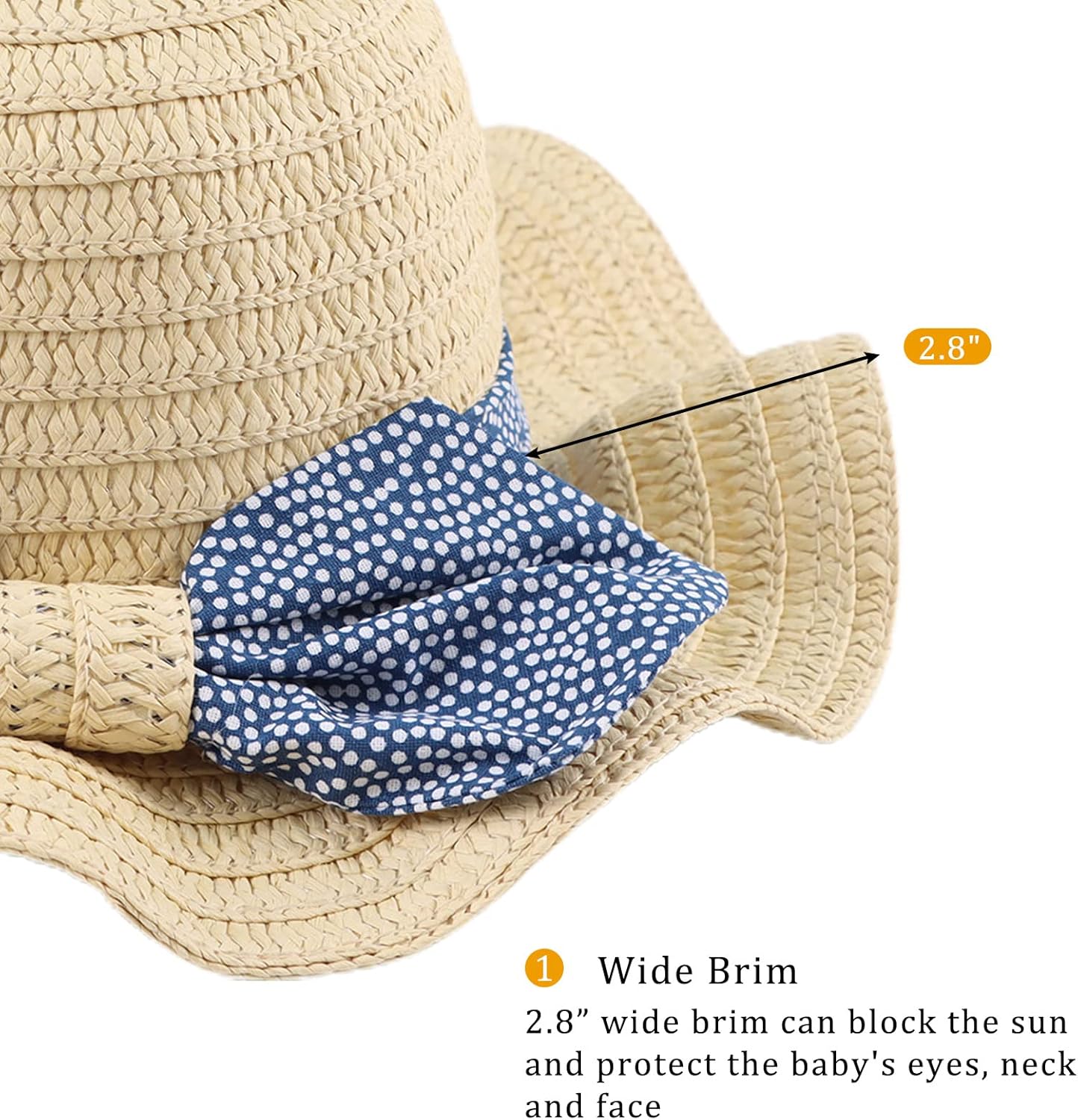 Baby Girl Straw Hat Toddler Summer Beach Hats with Bowknot Sun Protection Hats for Kids Girls - Image 4