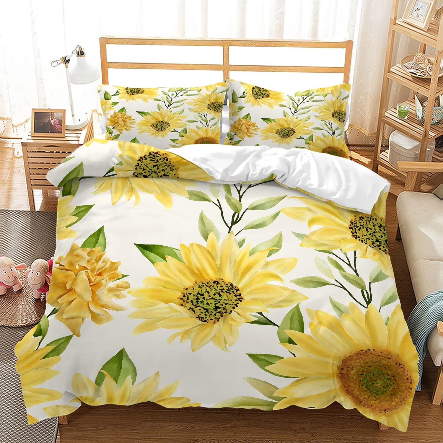 CVHOUSE Sunflower Bedding Full Size,Garden Floral Sunflower