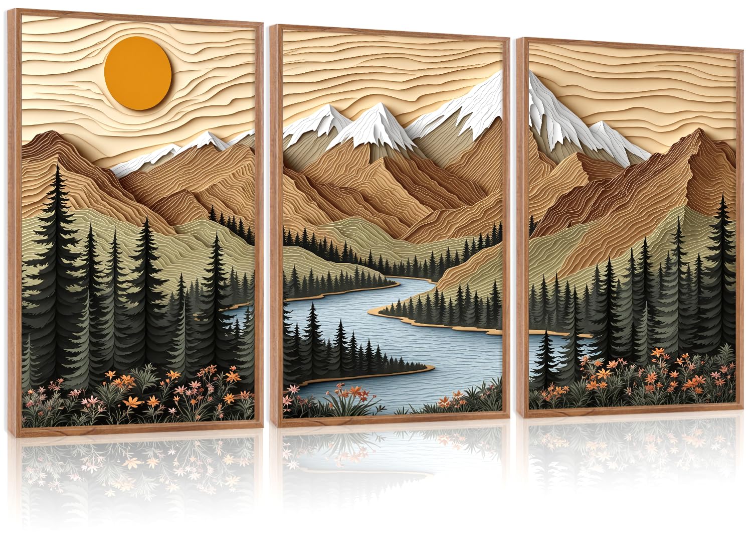 CHDITB Mountain Frame Canvas Wall Art, Nature themed office Wall Decor, country Scenic Art Spiritual Wall Painting, Vintage national park Mountains forest Art Prints for Living Room, Bedroom 16"x24"x3