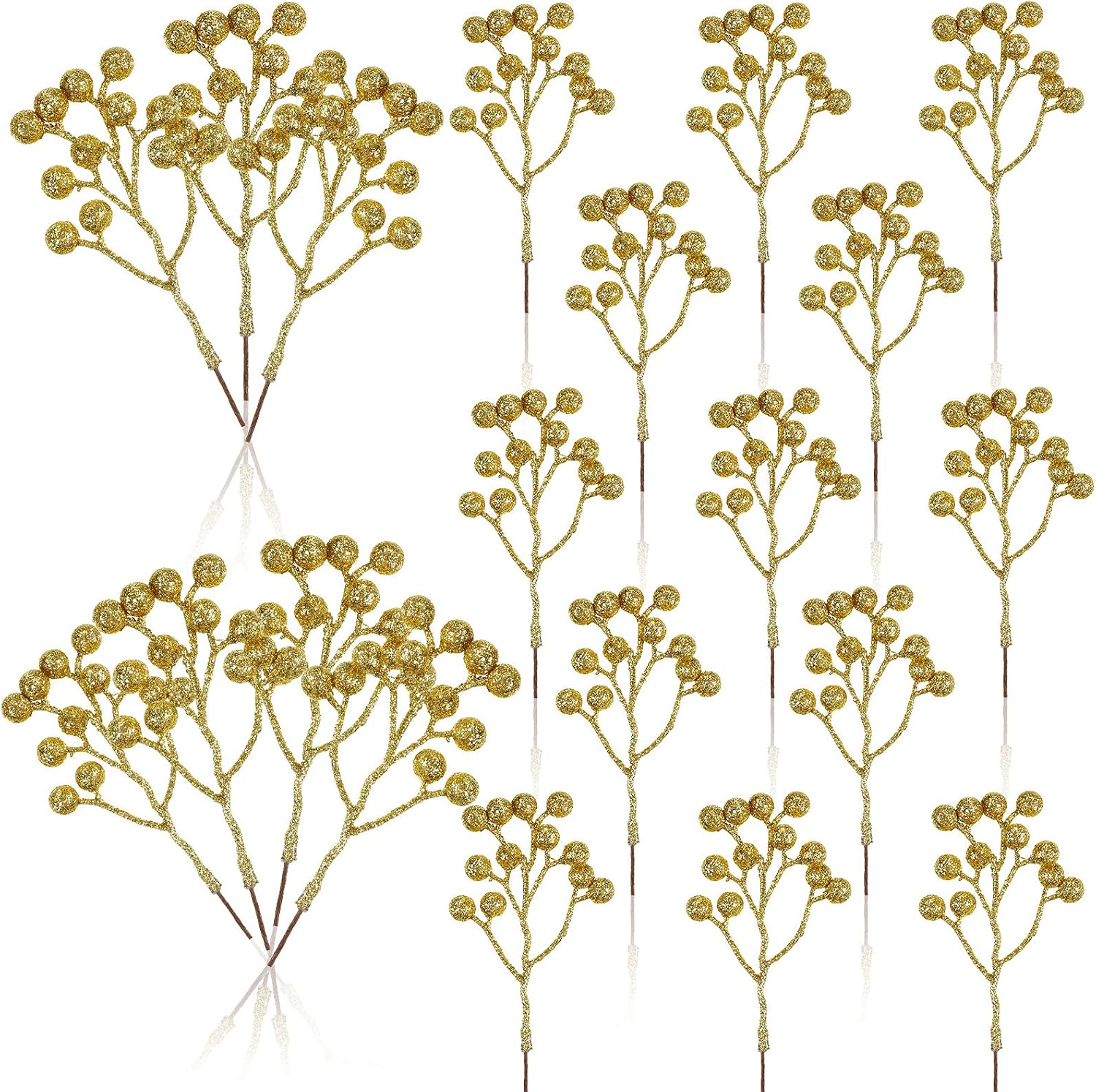 20 Pieces Glitter Artificial Berry Stems 7.1 Inch Christmas Holly