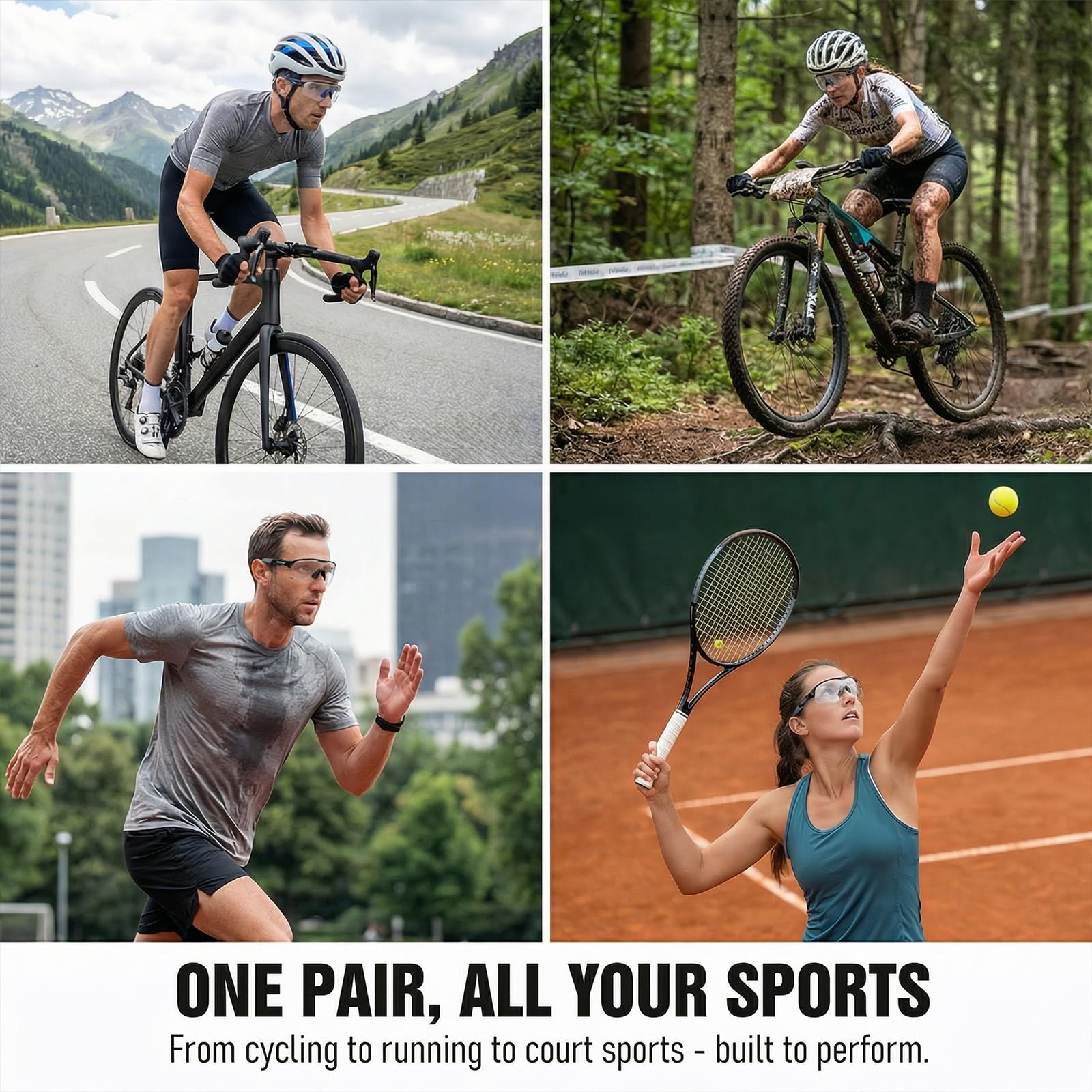 Lunette de Cyclisme Photochromique, Lunette Velo Homme, Lunette Running Femme, Protection UV400, Lunettes Velo, Lunettes de Soleil de Sport Homme Femme pour Pêche/Sports Outdoor