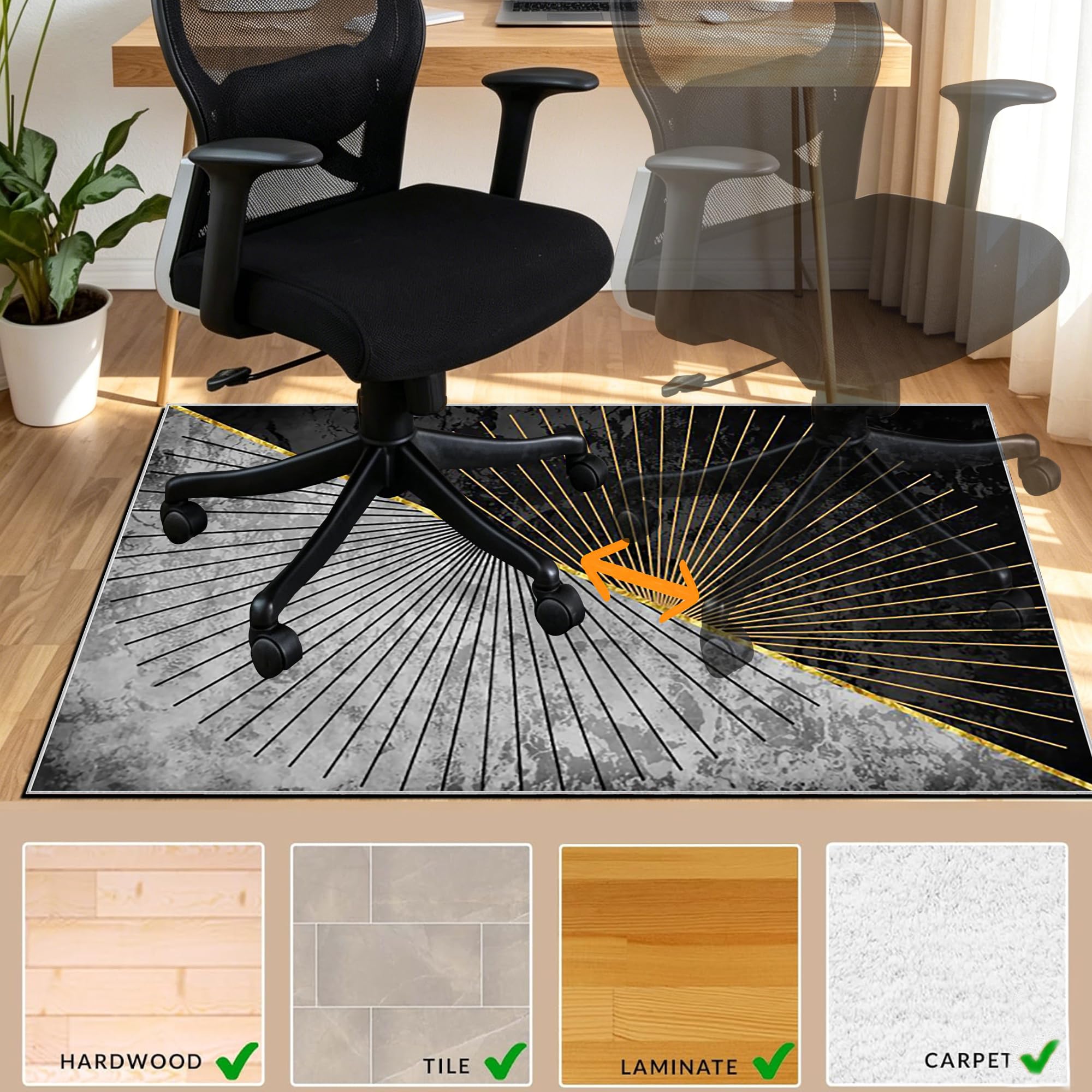 Tapis Chaise de Bureau Antidérapant Tapis Protection Sol Chaise Bureau Gaming Gamer Machine Lavable Protection de Chaise de Bureau pour Parquet Carrelage Carpet Tapis Bureau pour Chaise Roulante