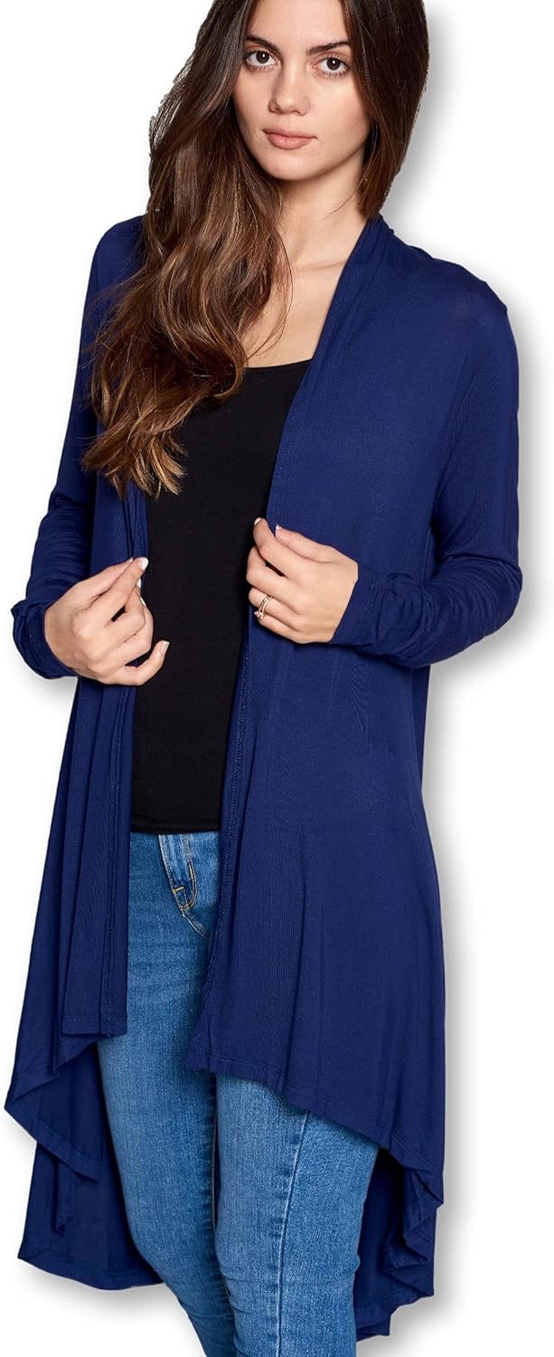 Women Long Duster Maxi Softest Open Front Casual Flowy Viscose Made from Bamboo Cardigan