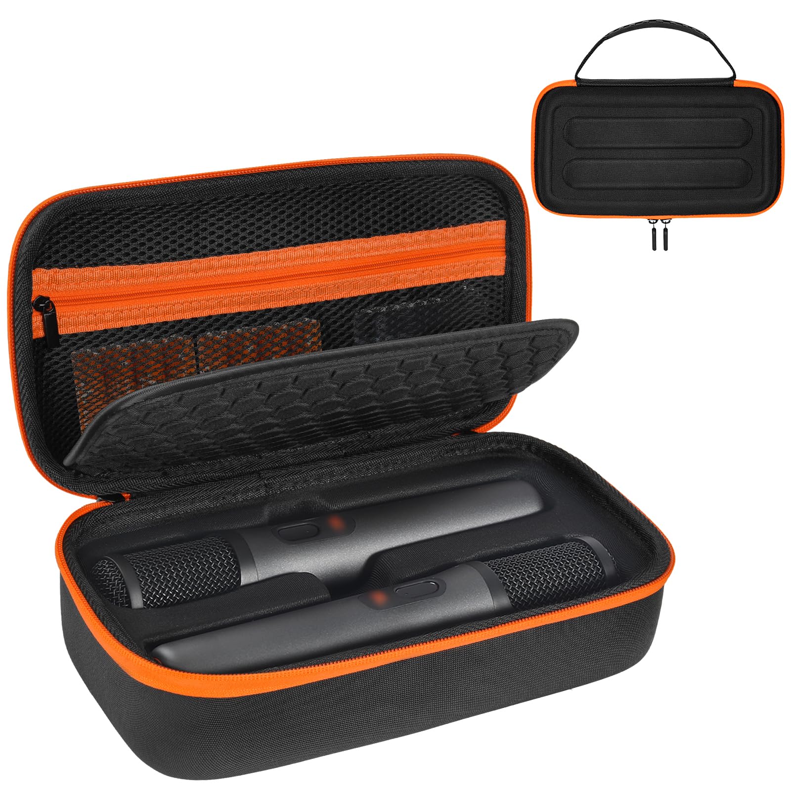 Étui pour microphone sans fil compatible JBL PartyBox – 2 microphones numériques sans fil, sac de rangement portable pour récepteurs, adaptateurs, piles AA, chargeur, noir