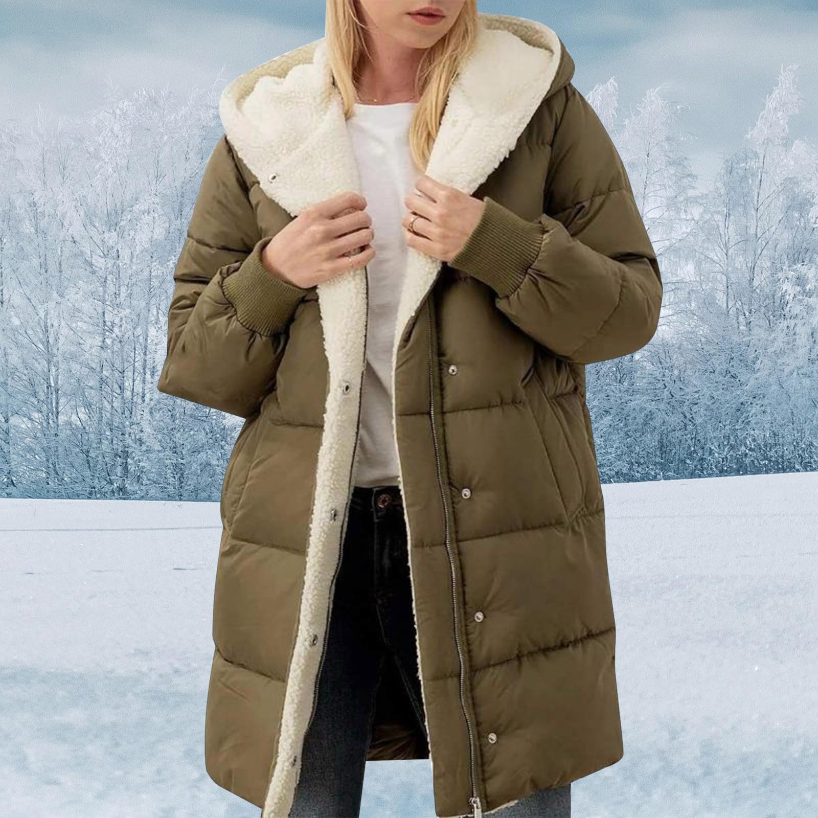 Genérico Chaqueta de plumón para mujer Ropa Invierno Cremallera con Bolsillo abrigo acolchado plegable ligera parka acolchada Elegante Deportivo larga y cálida clima frío
