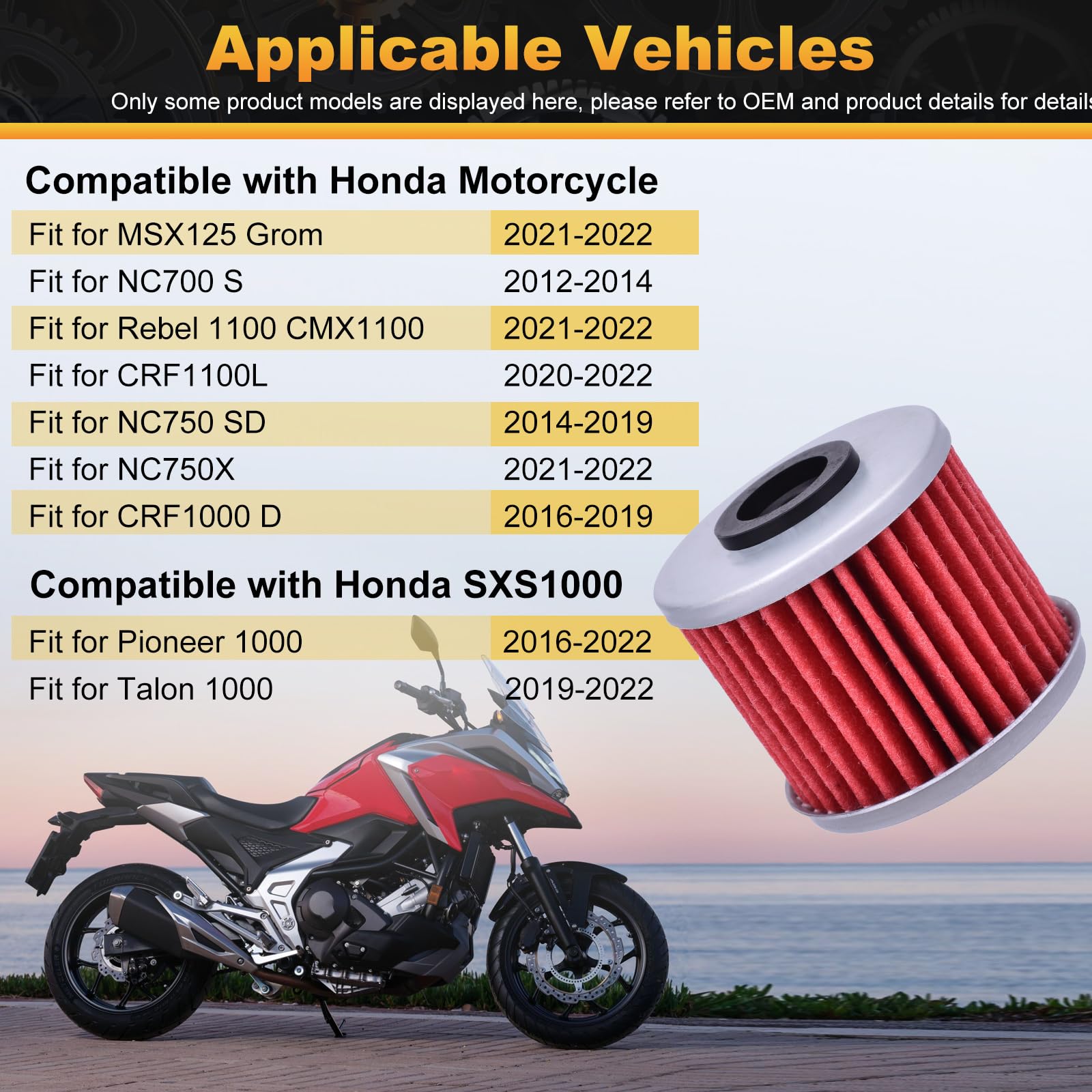 2-Pack Genuine Honda Oil Filters (15412-HP7-A01) - Fits Pioneer SXS1000, Talon, And More