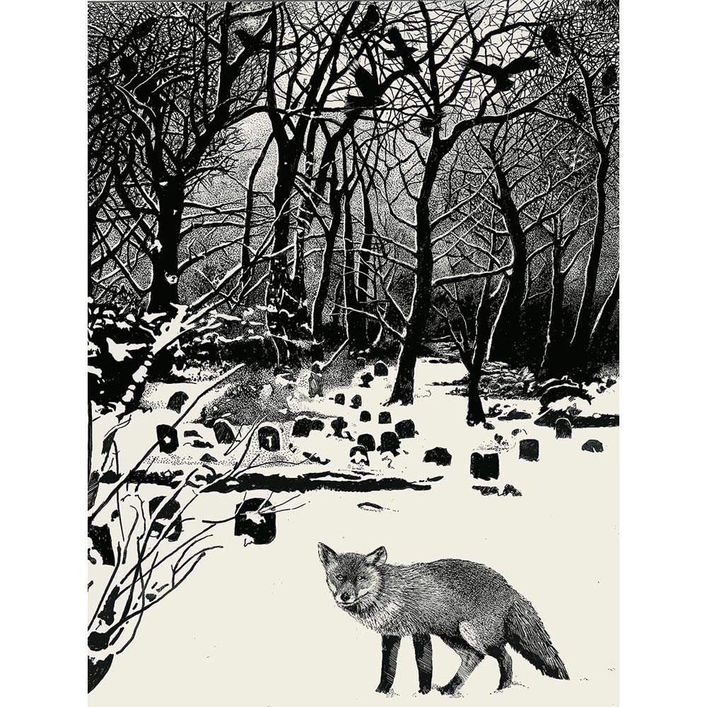Wee Blue Coo Painting Landscape Graveyard Fox Crows Art Print Poster Wall Decor 12X16 Inch