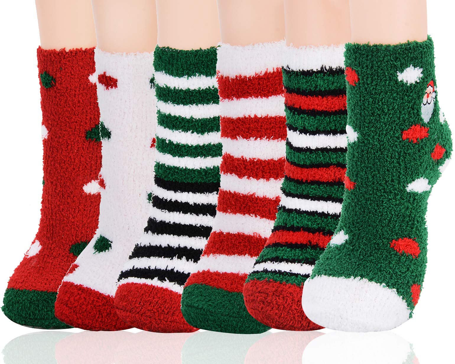 Lot de 6 paires de chaussettes de Noël, chaussettes montantes épaissies et chaudes, style tendance, assortiment décontracté, confortables pour l'hiver, taille unique