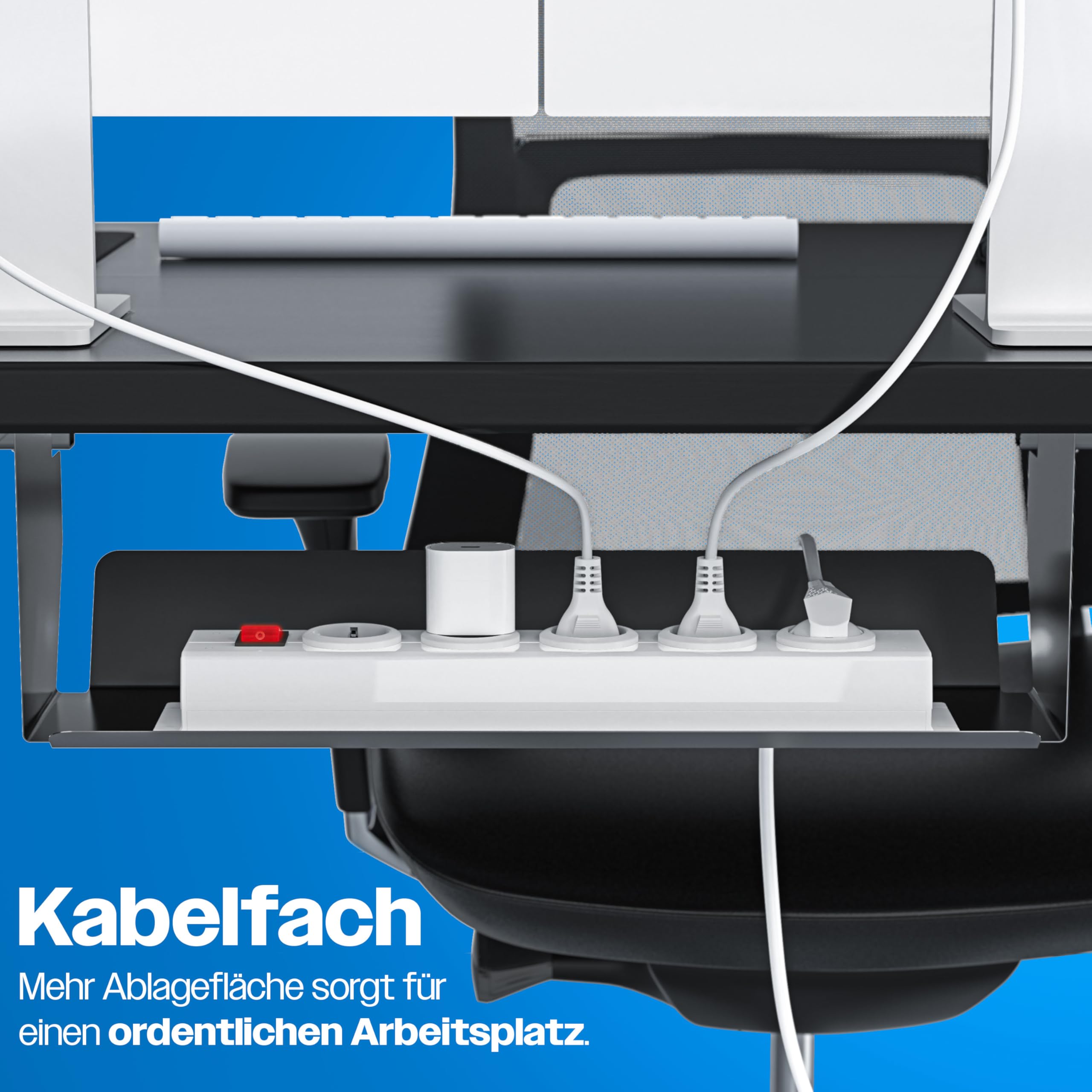 KESSER® höhenverstellbarer Schreibtisch elektrisch 180 x 80 cm, ergonomischer Steh-Sitz Tisch mit 3-Memory-Funktion, Stehtisch für Homeoffice, Inkl. Zubehör, USB-Ladeanschluss & 360° Rollen, Schwarz