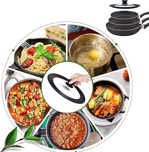 Miniatura 7 de Pastlla Tapa universal para ollas, sartenes y sartenes, resistente al calor, tapa de vidrio templado, tapas de repuesto para ollas de 7, 8 y 9