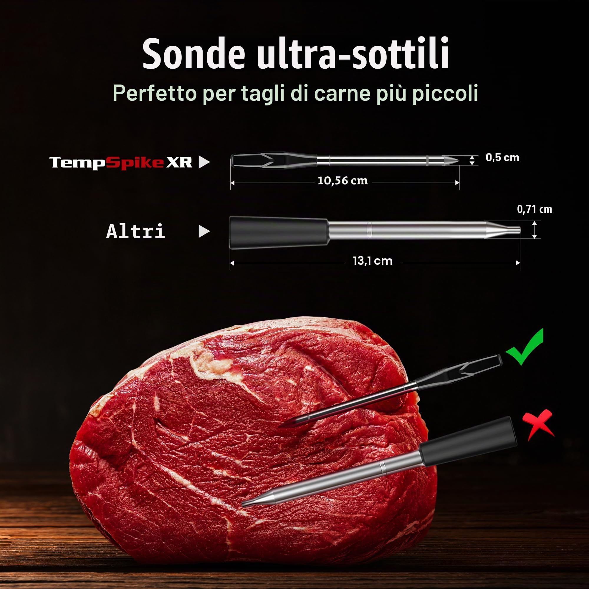 ThermoPro TempPro XR 300 M Termometro da cucina Termometri per carne wireless digitale con 2 sonde ultrafine aggiornate Termometro per affumicatore wireless per forno/girarrosto/stufa/griglia