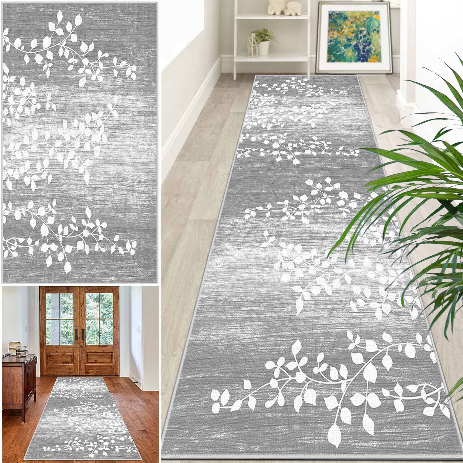 Extra Long Runner Rugs for Hallway Non Slip Carpet Absorbent Runner Rug Carpet Runners for Kitchen Hallway Runner Kitchen Rug Entrance Large 120 x 250 cm Stair Runner Rug Machine Washable Door Mat